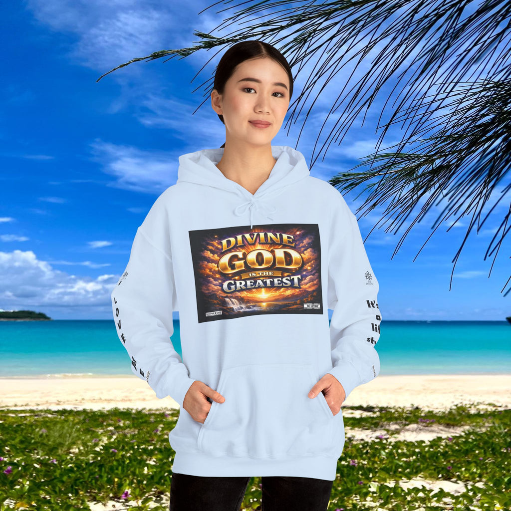 BE DIVINE™ Unisex Heavy Blend Hoodie – Divine God Is the Greatest Faith Statement Sweatshirt
