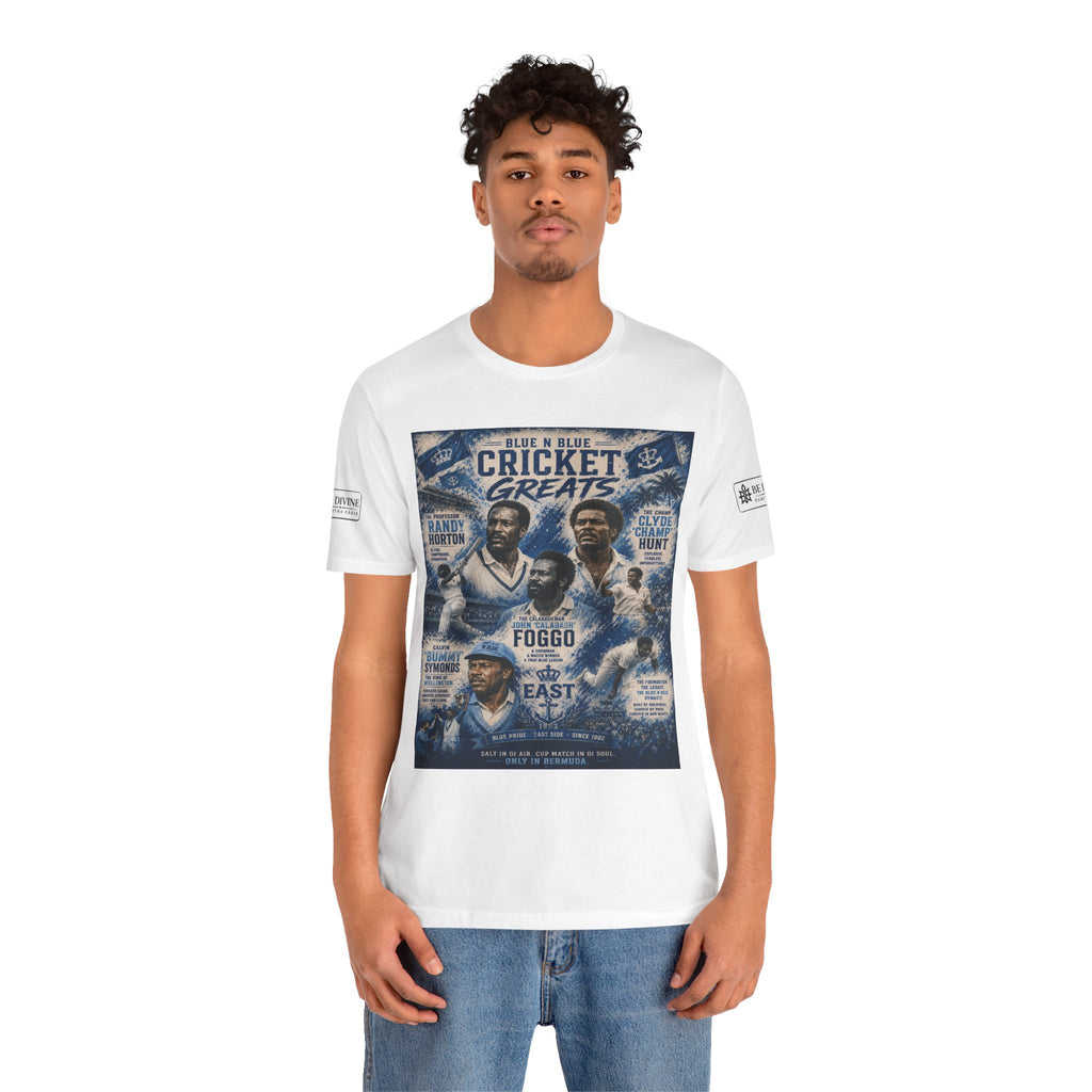 BE DIVINE™ Blue 'N Blue Cricket Greats Heritage Tee – Front & Back Collector Edition