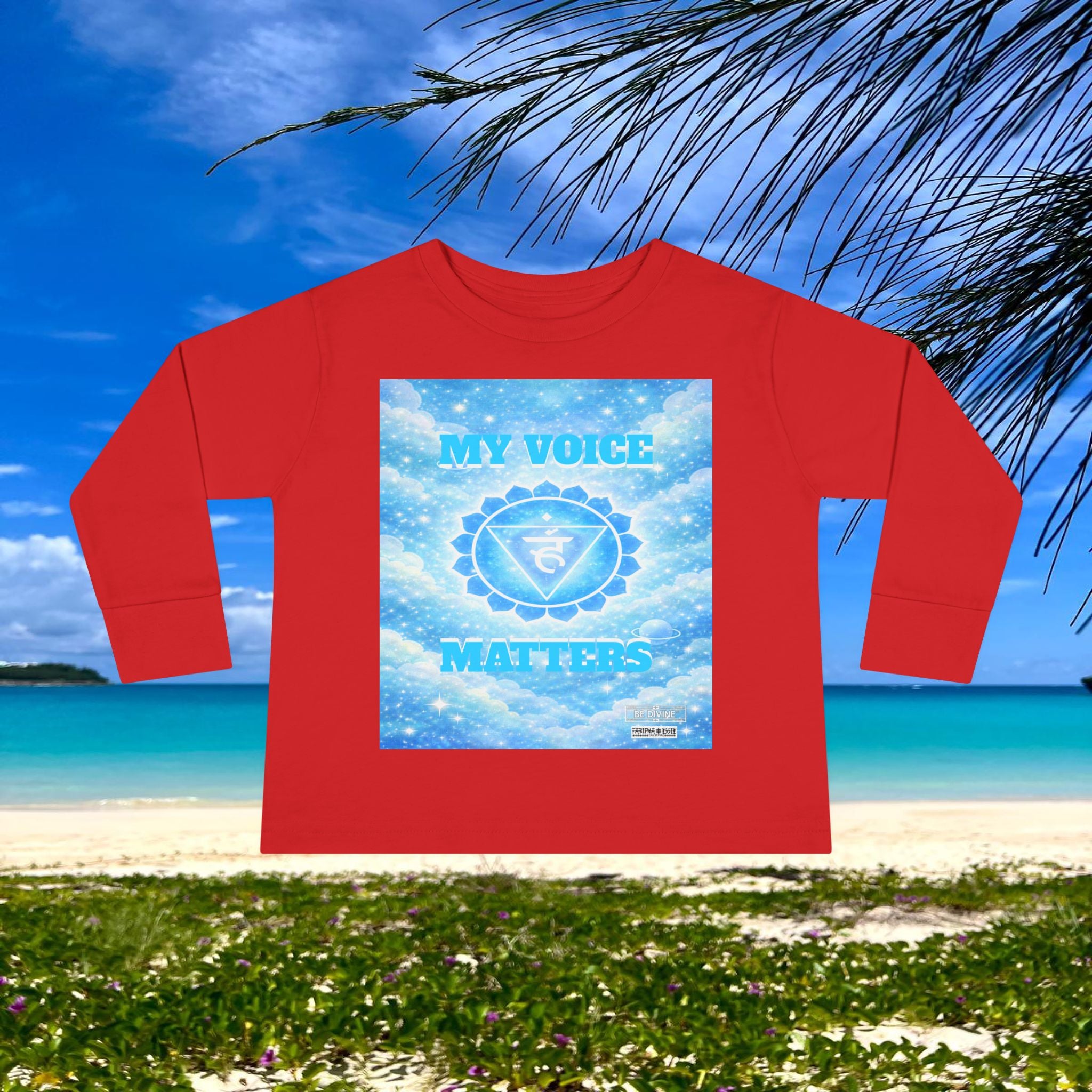 BE DIVINE™ Throat Chakra Toddler Long Sleeve Tee | Communication & Self-Expression Shirt