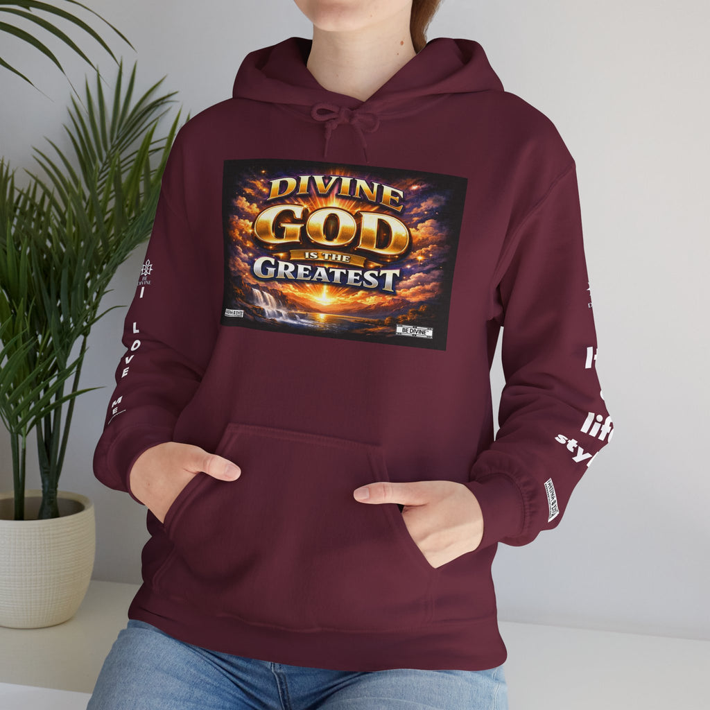 BE DIVINE™ Unisex Heavy Blend Hoodie – Divine God Is the Greatest Faith Statement Sweatshirt