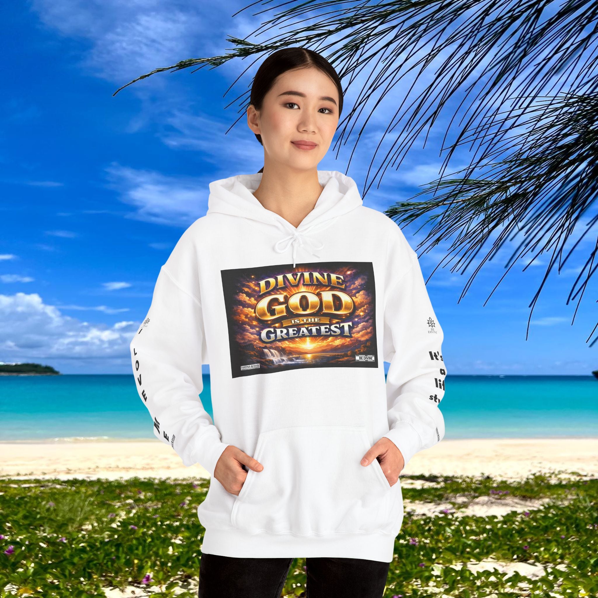 BE DIVINE™ Unisex Heavy Blend Hoodie – Divine God Is the Greatest Faith Statement Sweatshirt