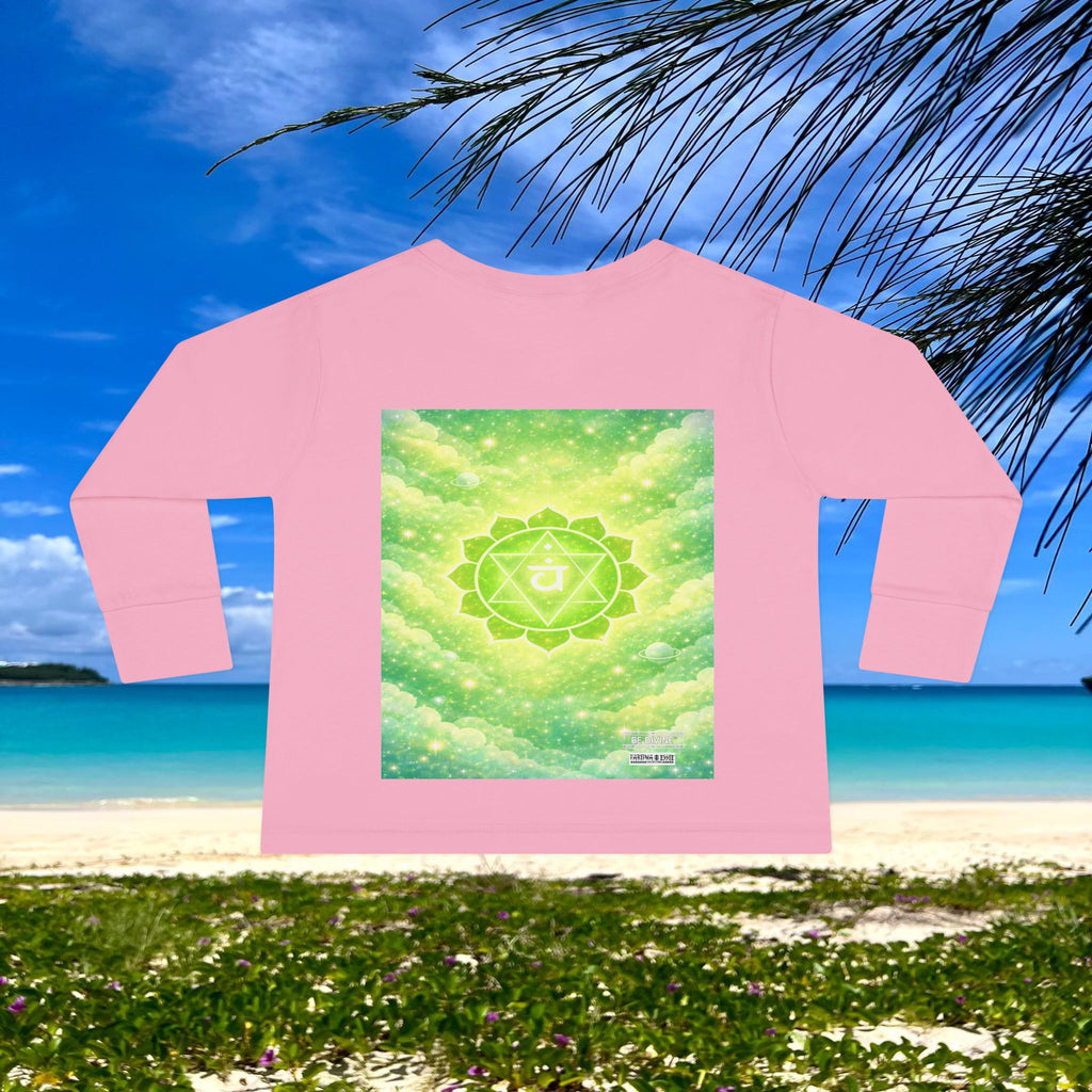 BE DIVINE™ Heart Chakra Toddler Long Sleeve Tee | Love & Compassion Affirmation Shirt