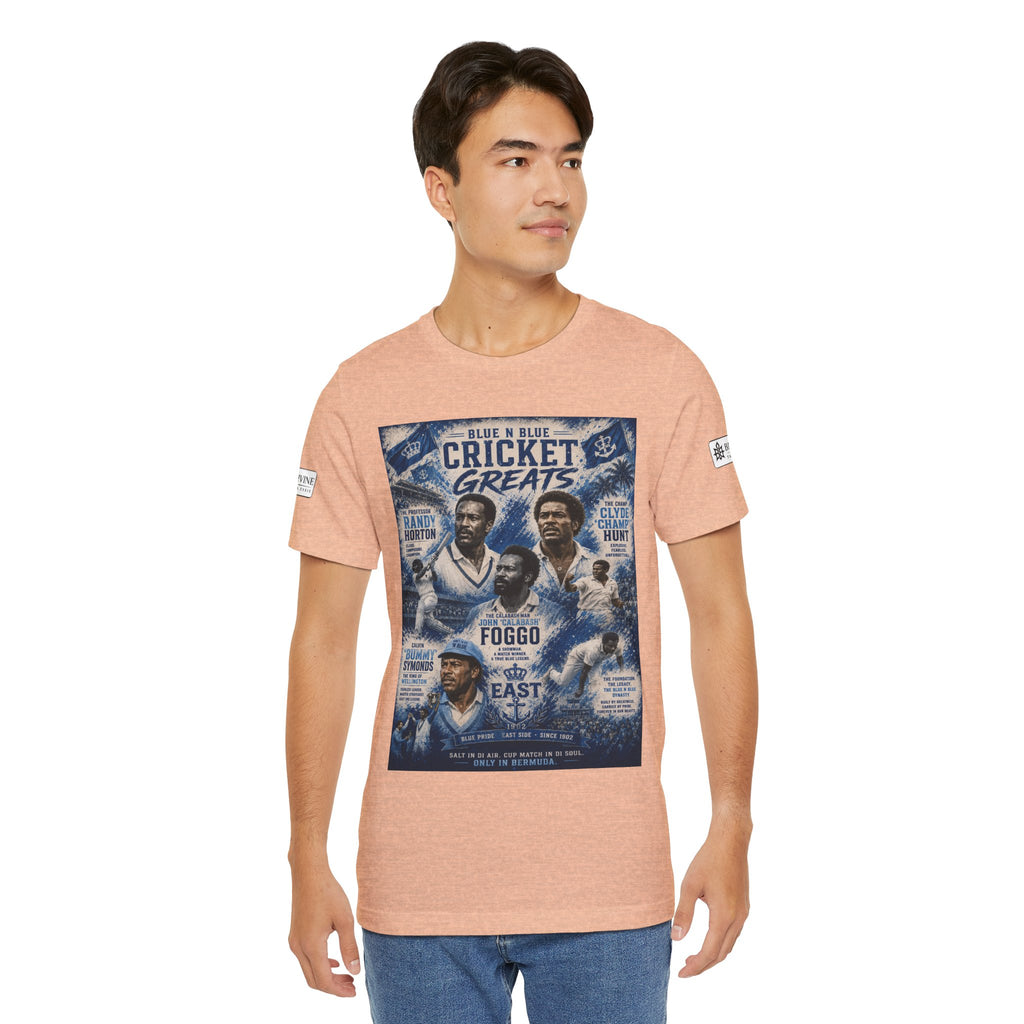 BE DIVINE™ Blue 'N Blue Cricket Greats Heritage Tee – Front & Back Collector Edition