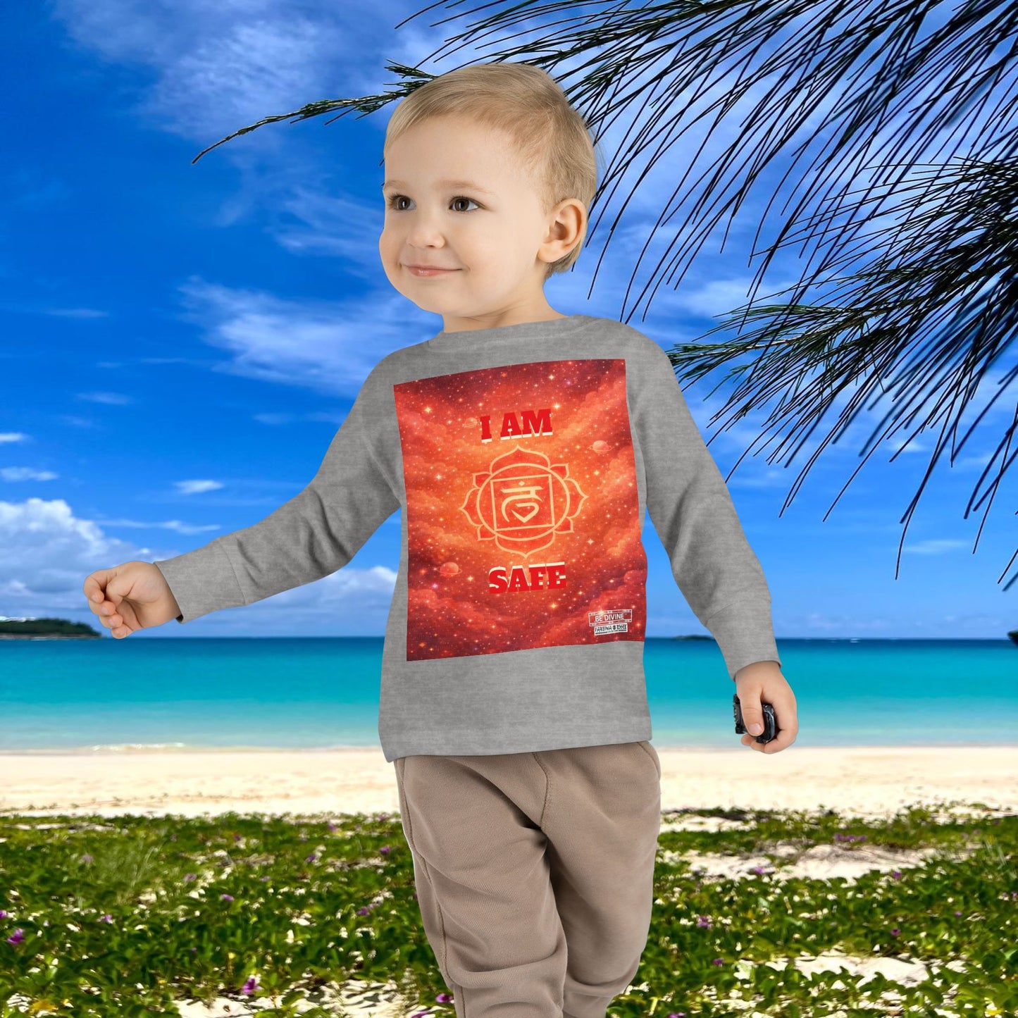 BE DIVINE™ Root Chakra Toddler Long Sleeve Tee | Safety & Security Affirmation Shirt