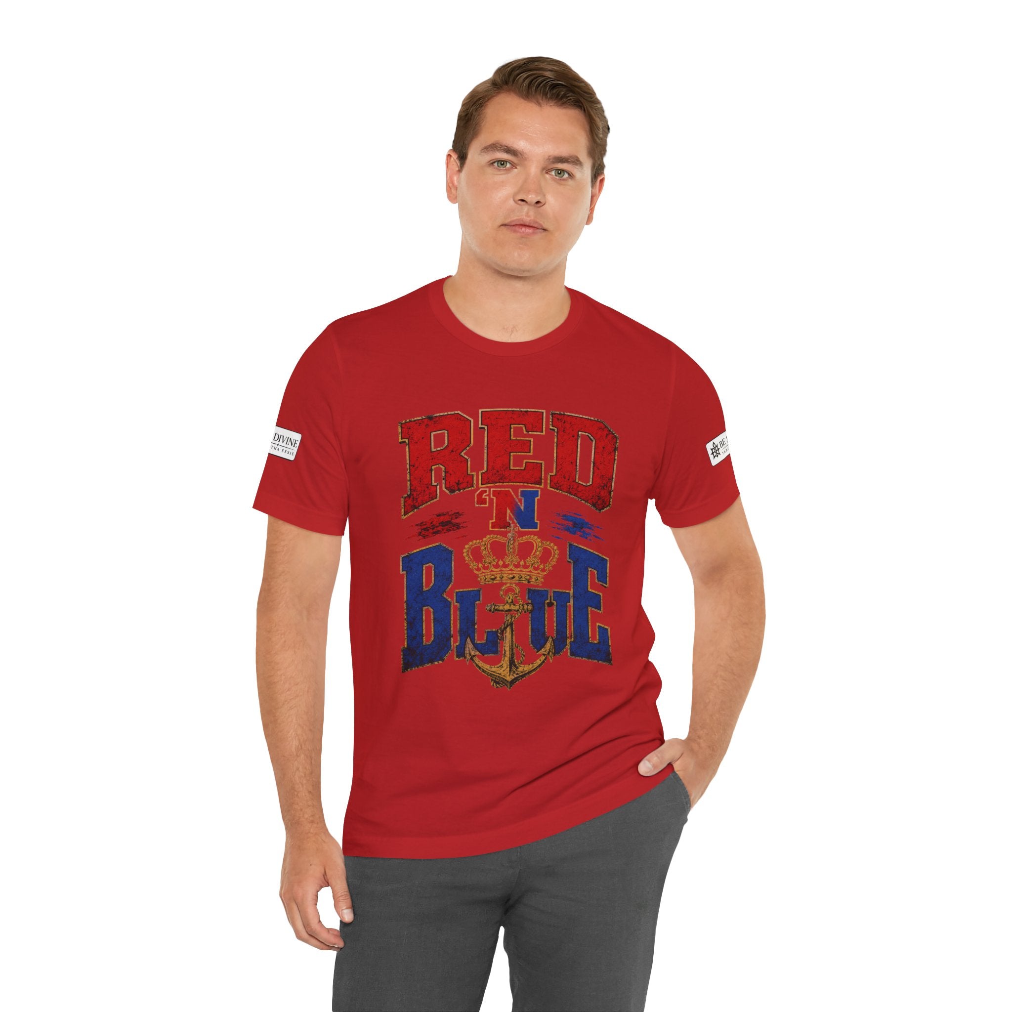 BE DIVINE™ RED 'N BLUE Tee – Crown 'N Anchor Edition