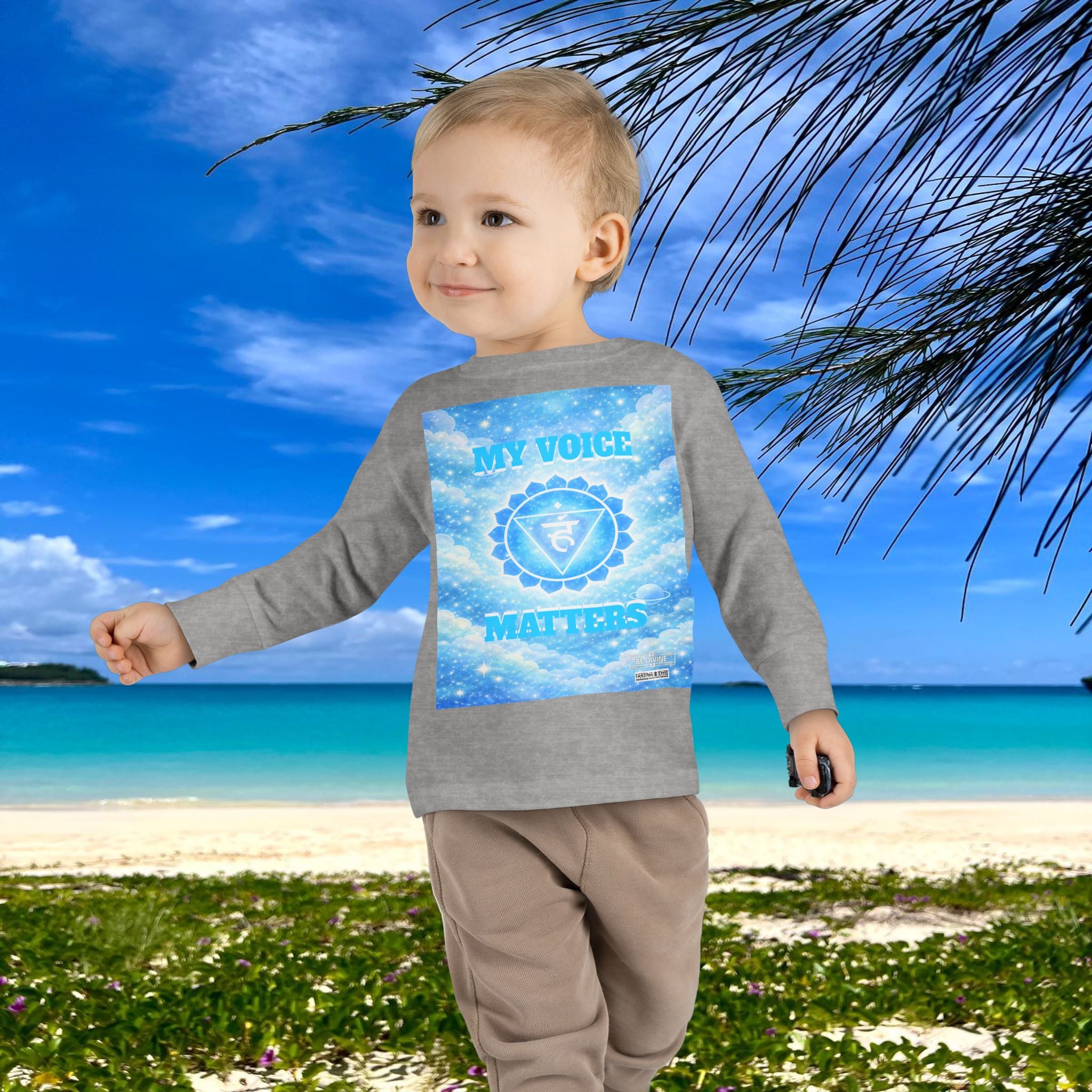 BE DIVINE™ Throat Chakra Toddler Long Sleeve Tee | Communication & Self-Expression Shirt