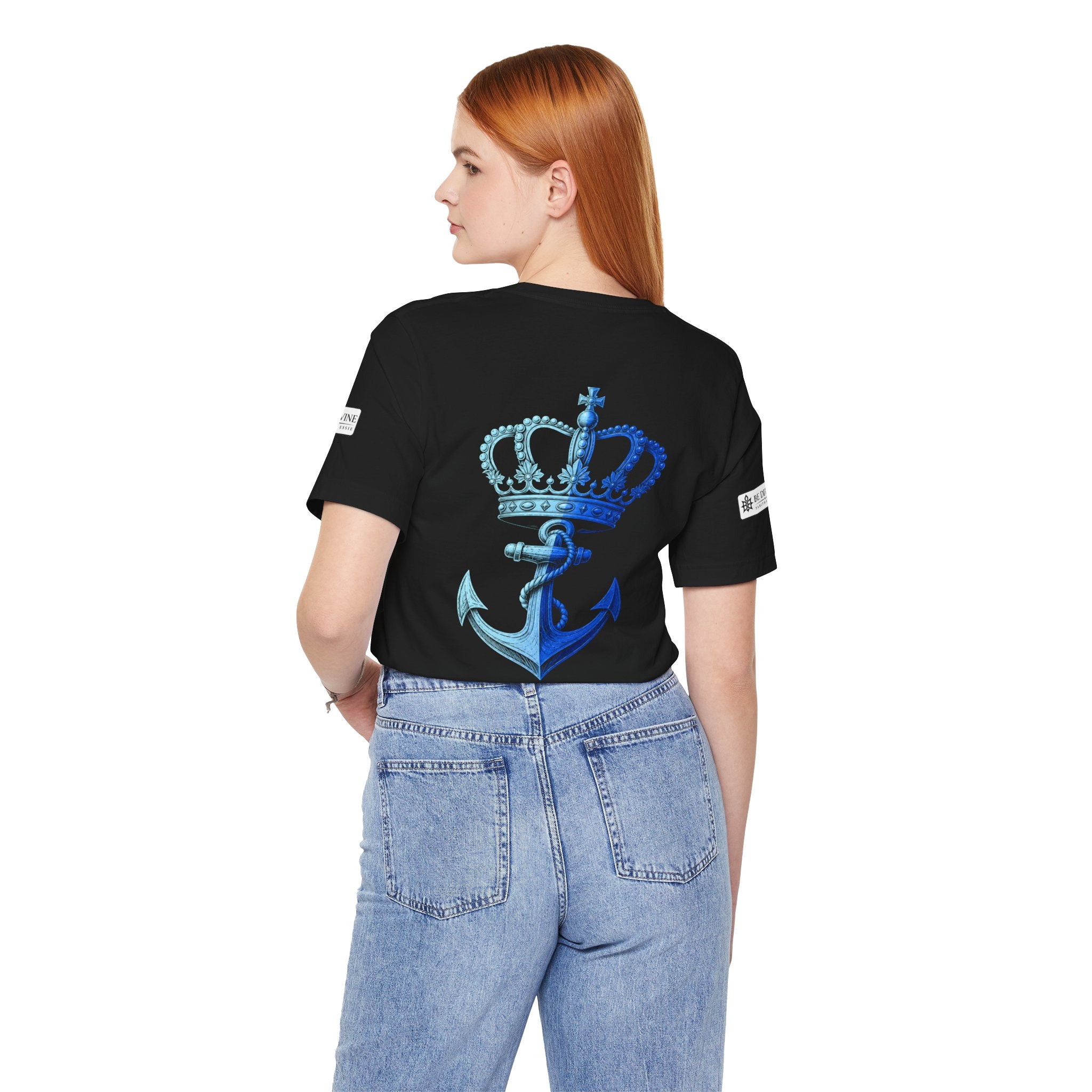 BE DIVINE™ Premium Minimal Crown 'N Anchor Tee – Blue 'N Blue Edition