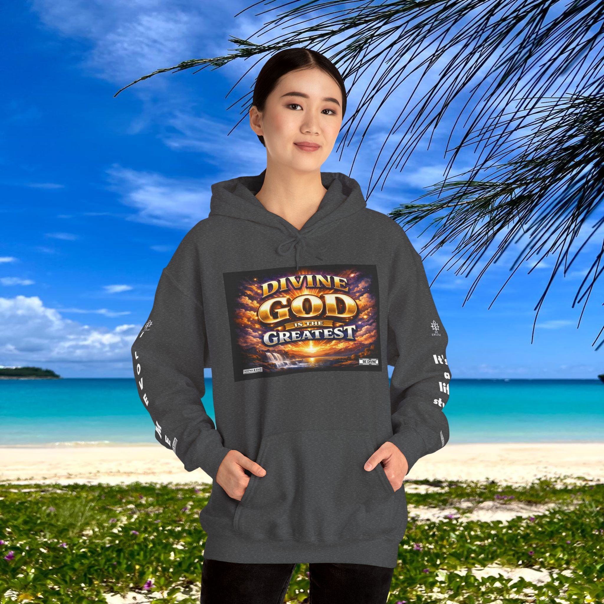 BE DIVINE™ Unisex Heavy Blend Hoodie – Divine God Is the Greatest Faith Statement Sweatshirt