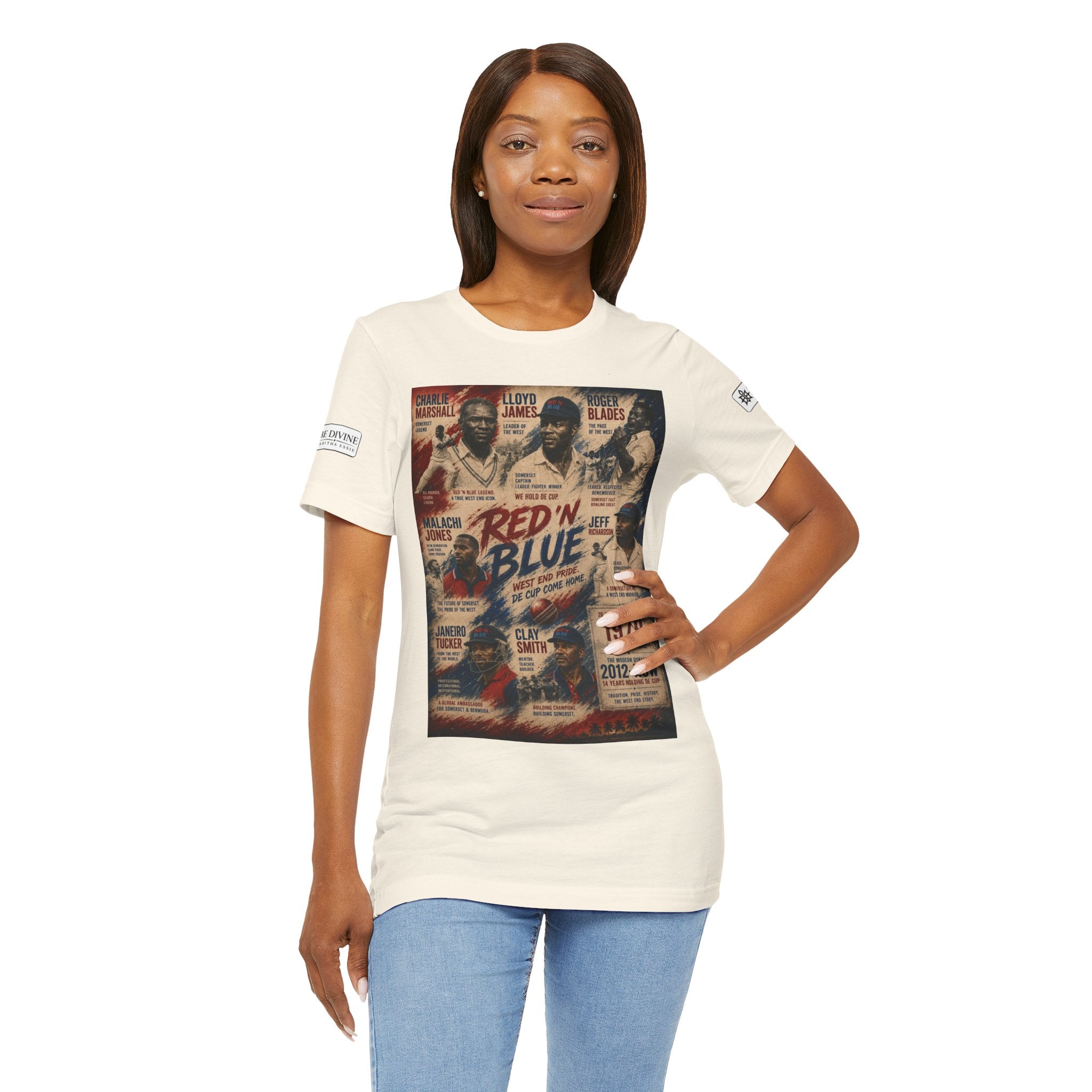 BE DIVINE™ Red ’N Blue Cricket Greats Tee