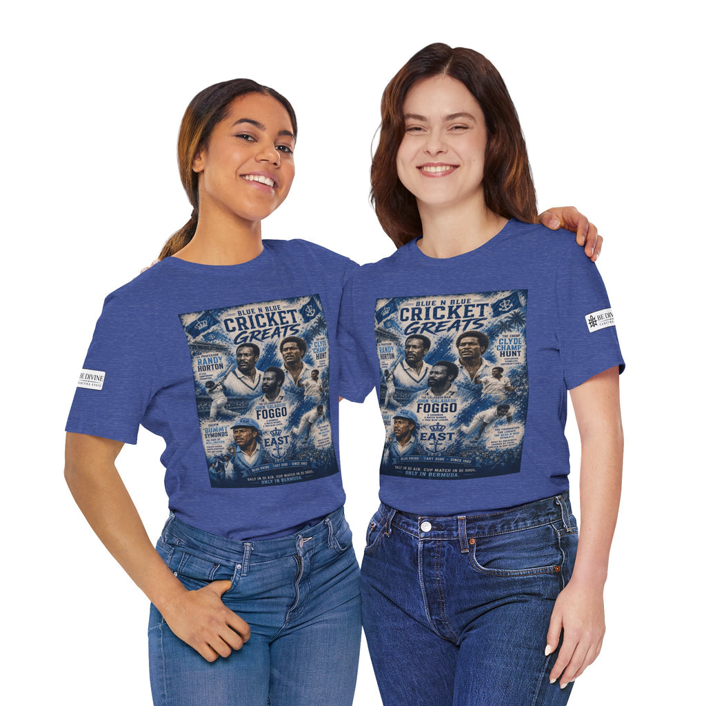 BE DIVINE™ Blue 'N Blue Cricket Greats Heritage Tee – Front & Back Collector Edition