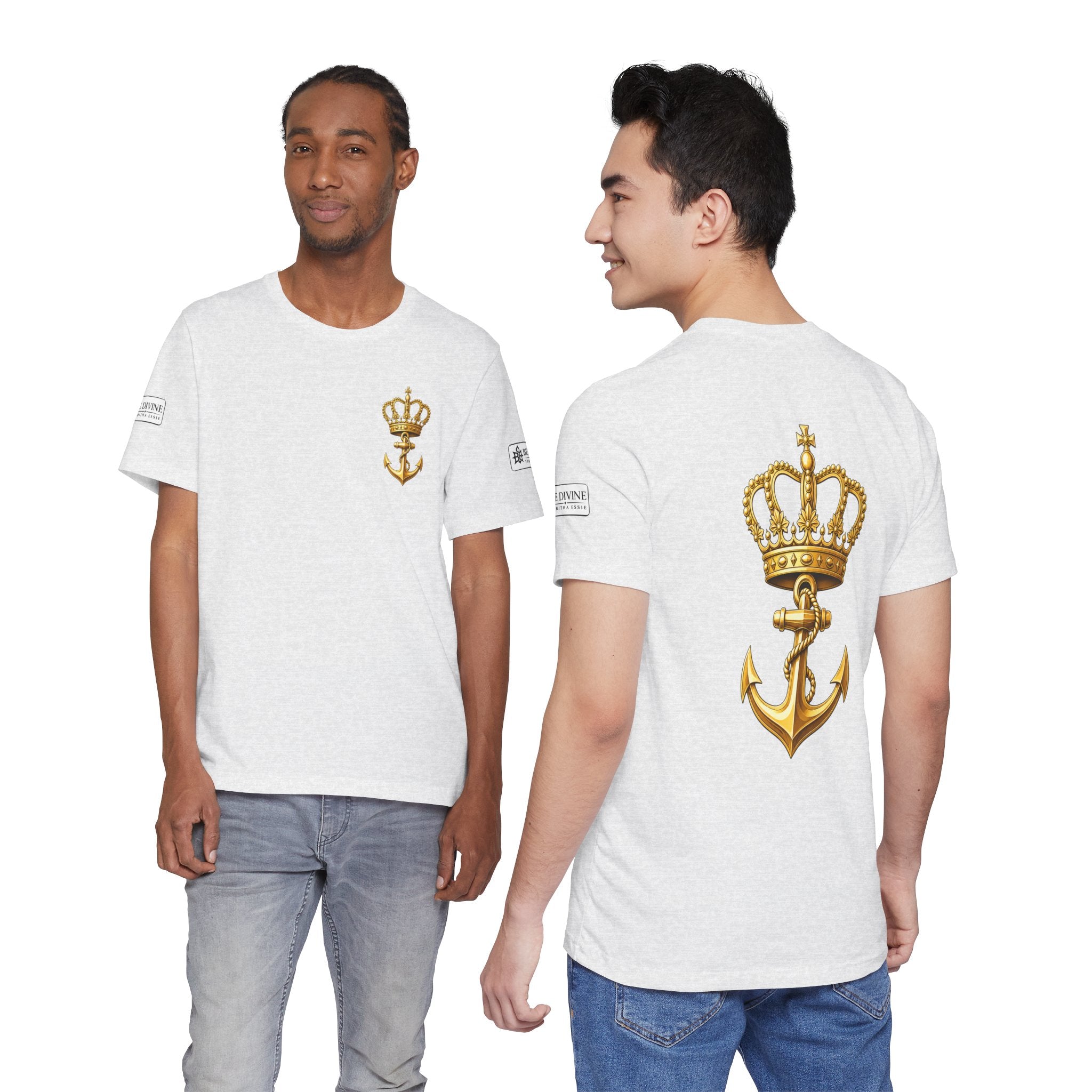 BE DIVINE™ Premium Minimal Crown 'N Anchor Tee – Black & Gold Edition