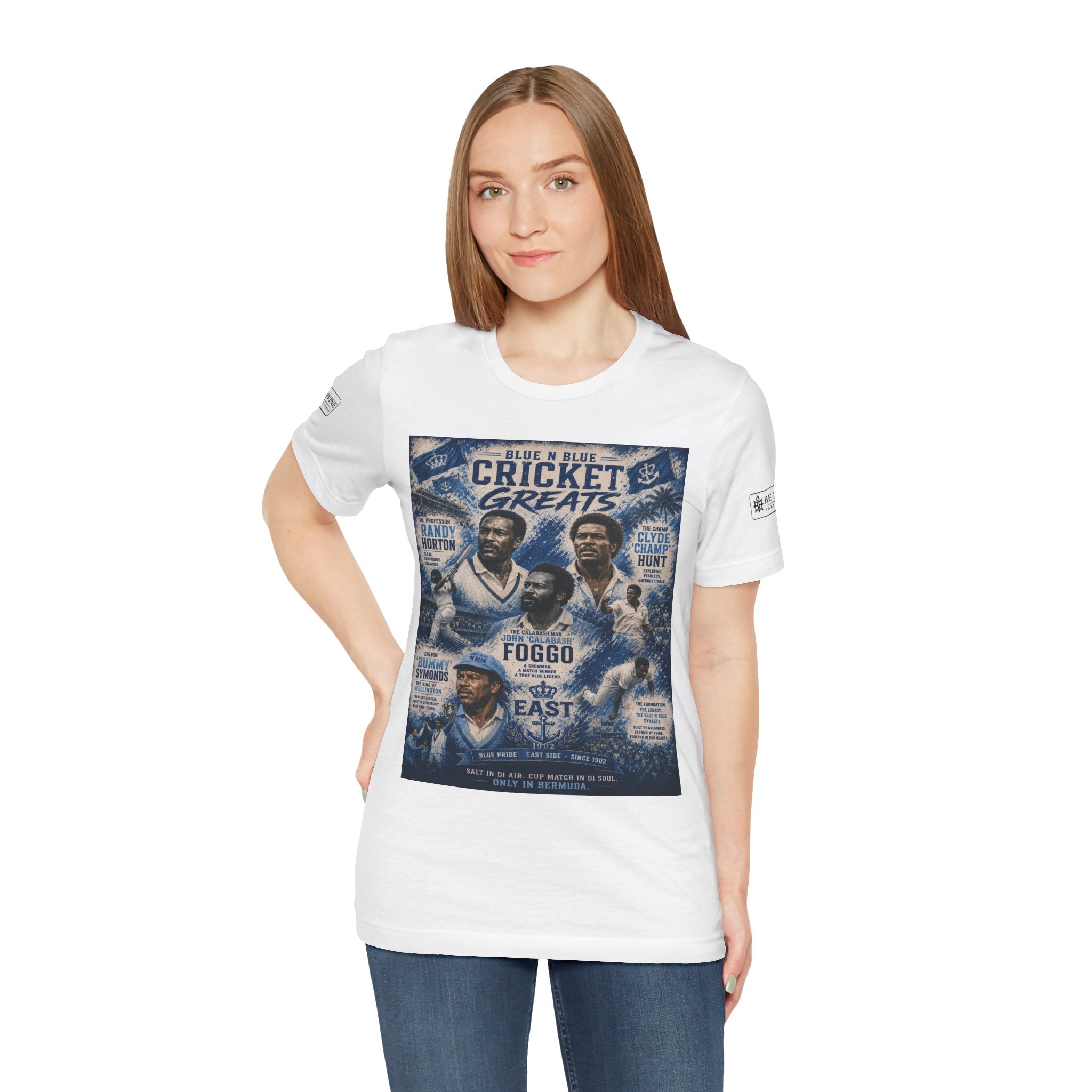 BE DIVINE™ Blue 'N Blue Cricket Greats Heritage Tee – Front & Back Collector Edition