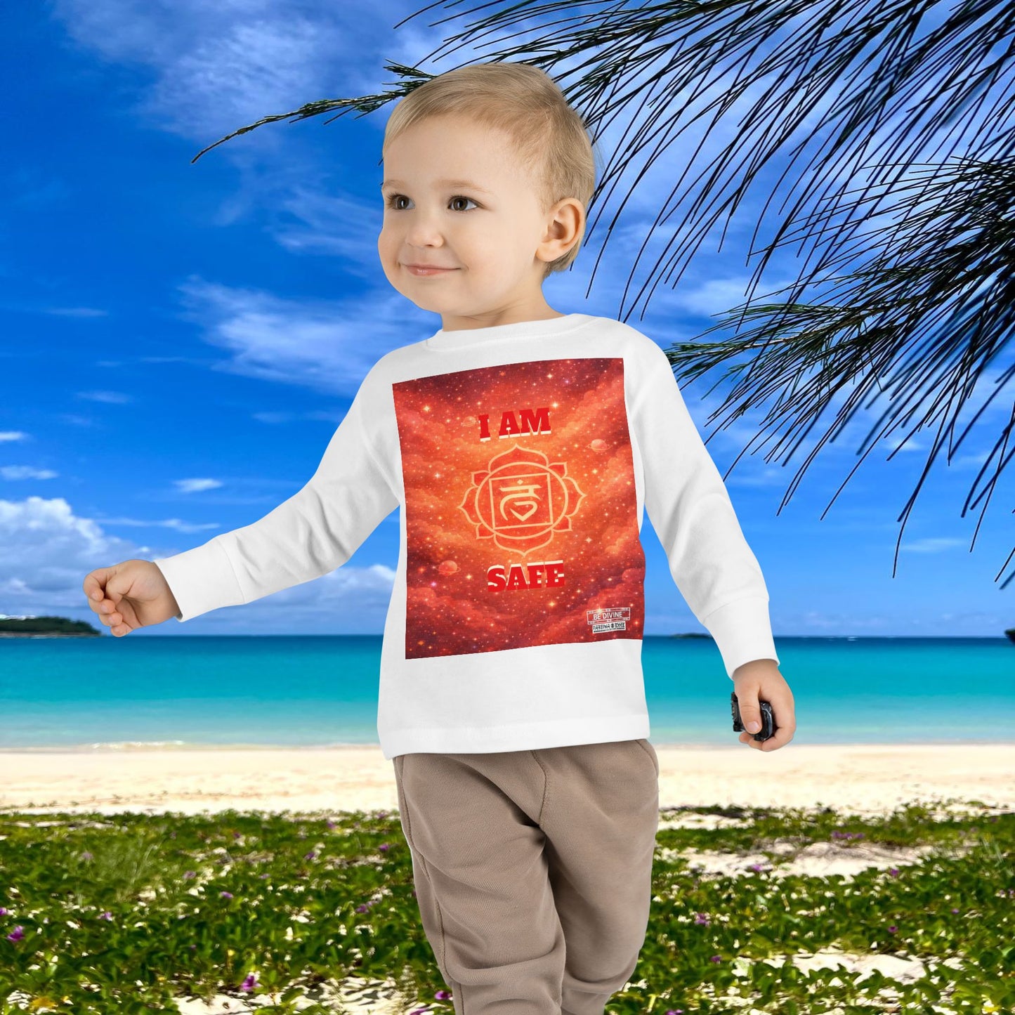 BE DIVINE™ Root Chakra Toddler Long Sleeve Tee | Safety & Security Affirmation Shirt