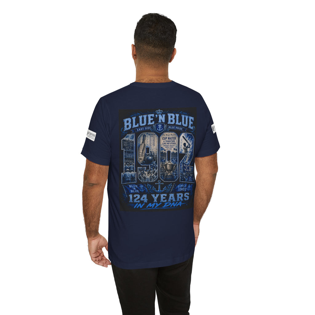 BE DIVINE™ Blue 'N Blue Cricket Greats Heritage Tee – Front & Back Collector Edition