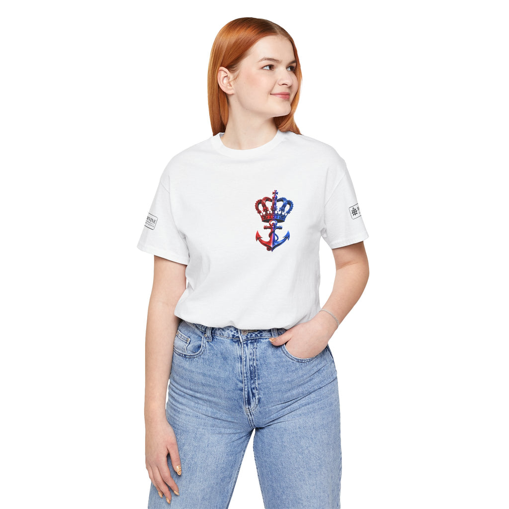 BE DIVINE™ Premium Minimal Crown 'N Anchor T-Shirt – Red 'N Blue Edition