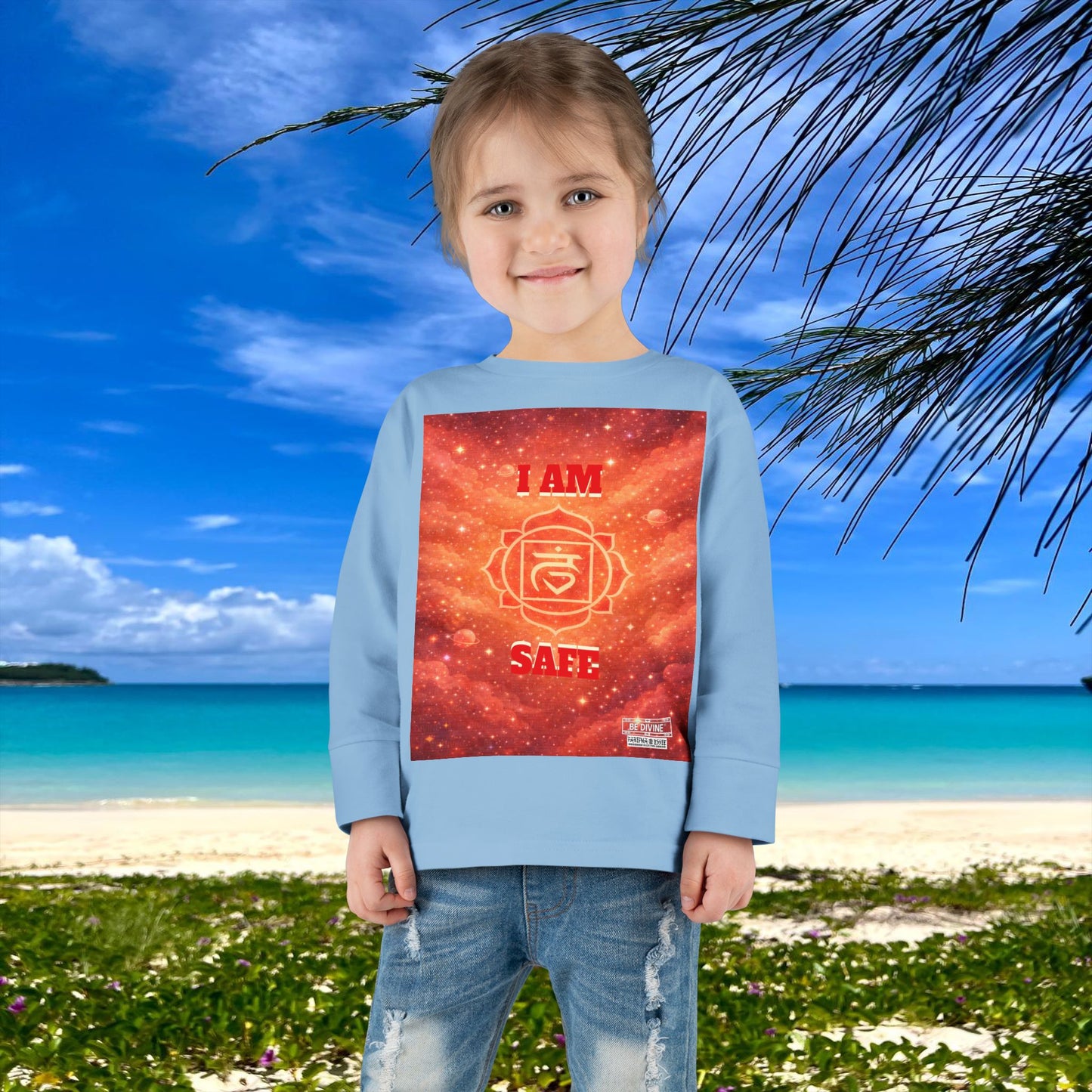 BE DIVINE™ Root Chakra Toddler Long Sleeve Tee | Safety & Security Affirmation Shirt