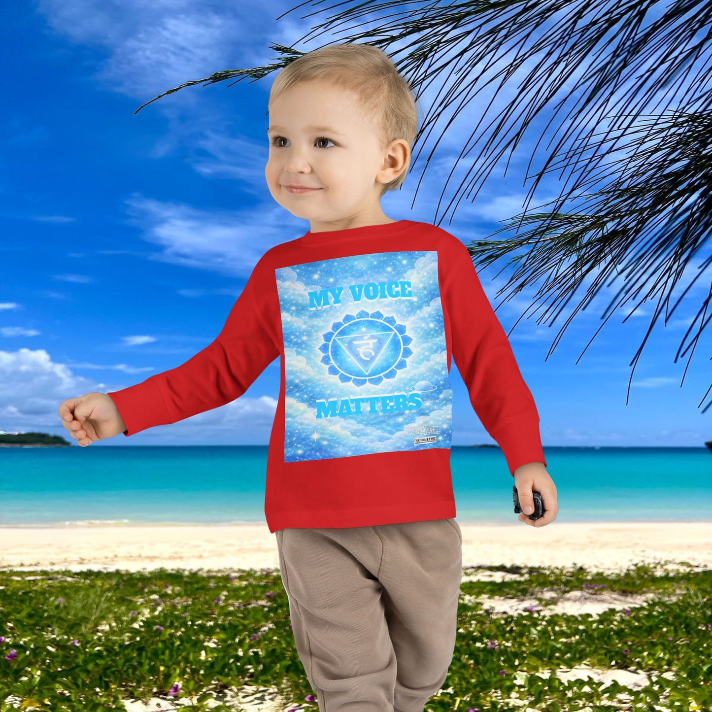 BE DIVINE™ Throat Chakra Toddler Long Sleeve Tee | Communication & Self-Expression Shirt