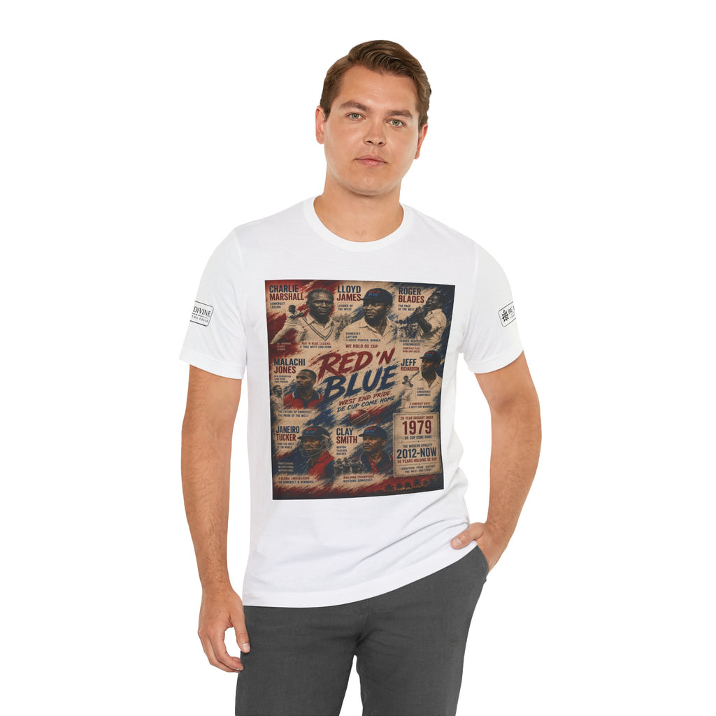 BE DIVINE™ Red ’N Blue Cricket Greats Tee
