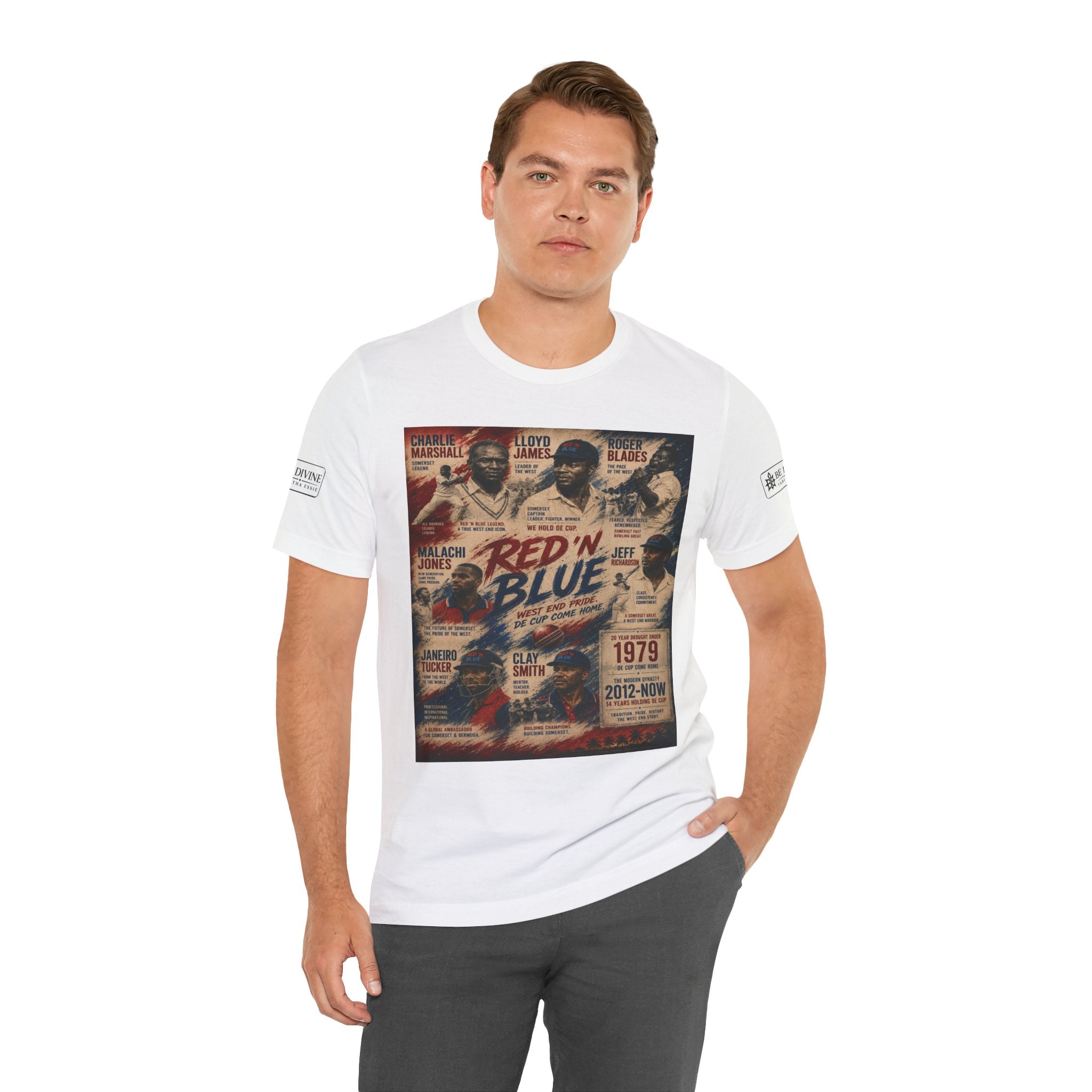 BE DIVINE™ Red ’N Blue Cricket Greats Tee