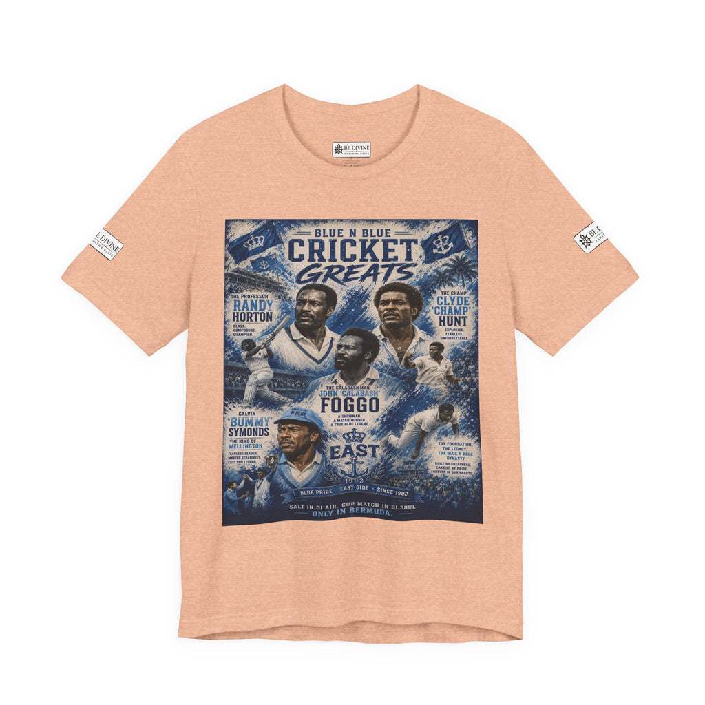 BE DIVINE™ Blue 'N Blue Cricket Greats Heritage Tee – Front & Back Collector Edition
