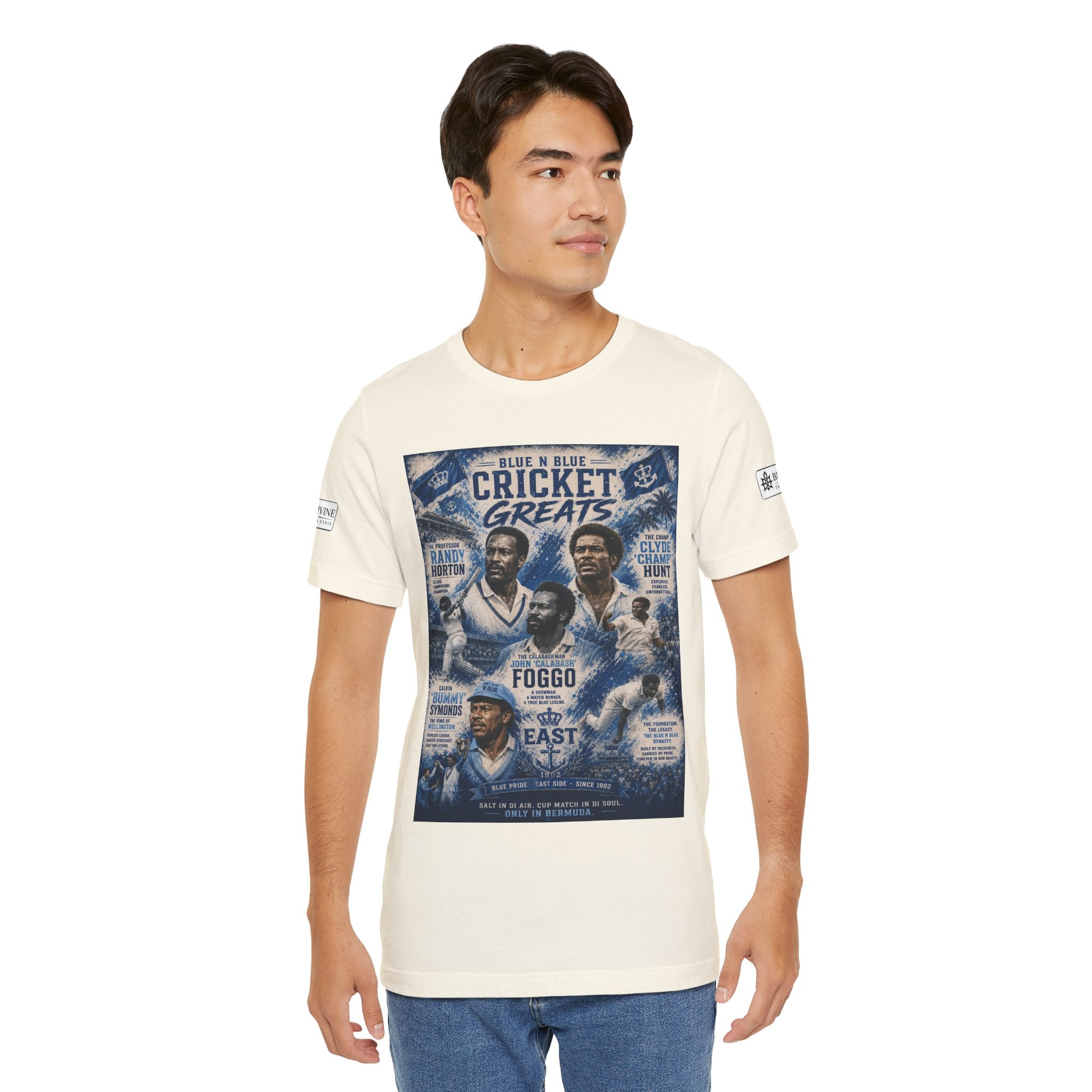 BE DIVINE™ Blue 'N Blue Cricket Greats Heritage Tee – Front & Back Collector Edition