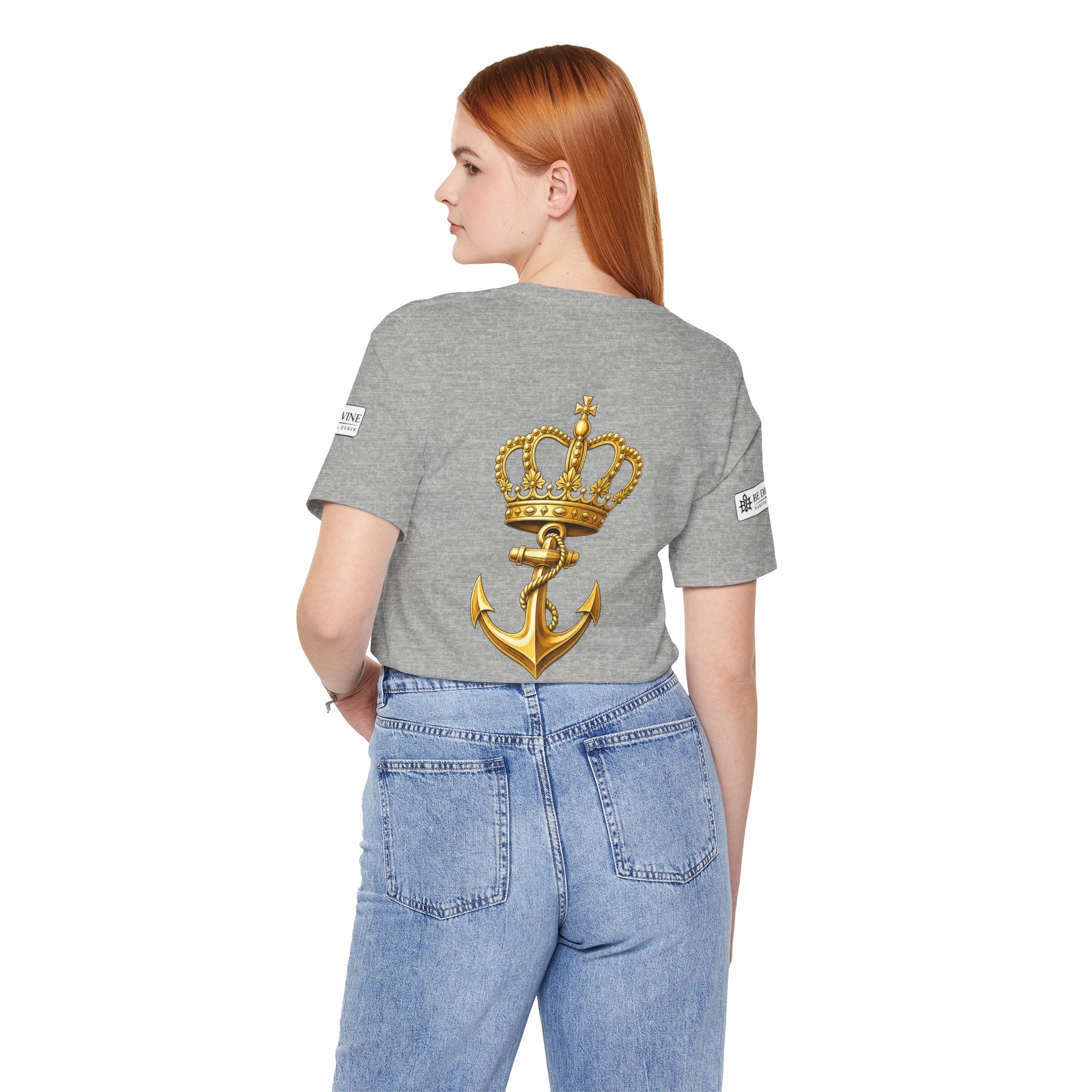 BE DIVINE™ Premium Minimal Crown 'N Anchor Tee – Black & Gold Edition