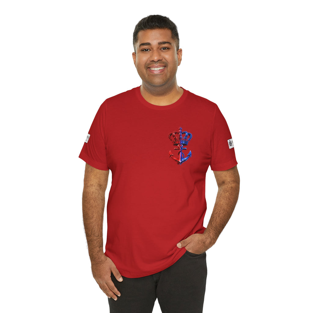 BE DIVINE™ Premium Minimal Crown 'N Anchor T-Shirt – Red 'N Blue Edition