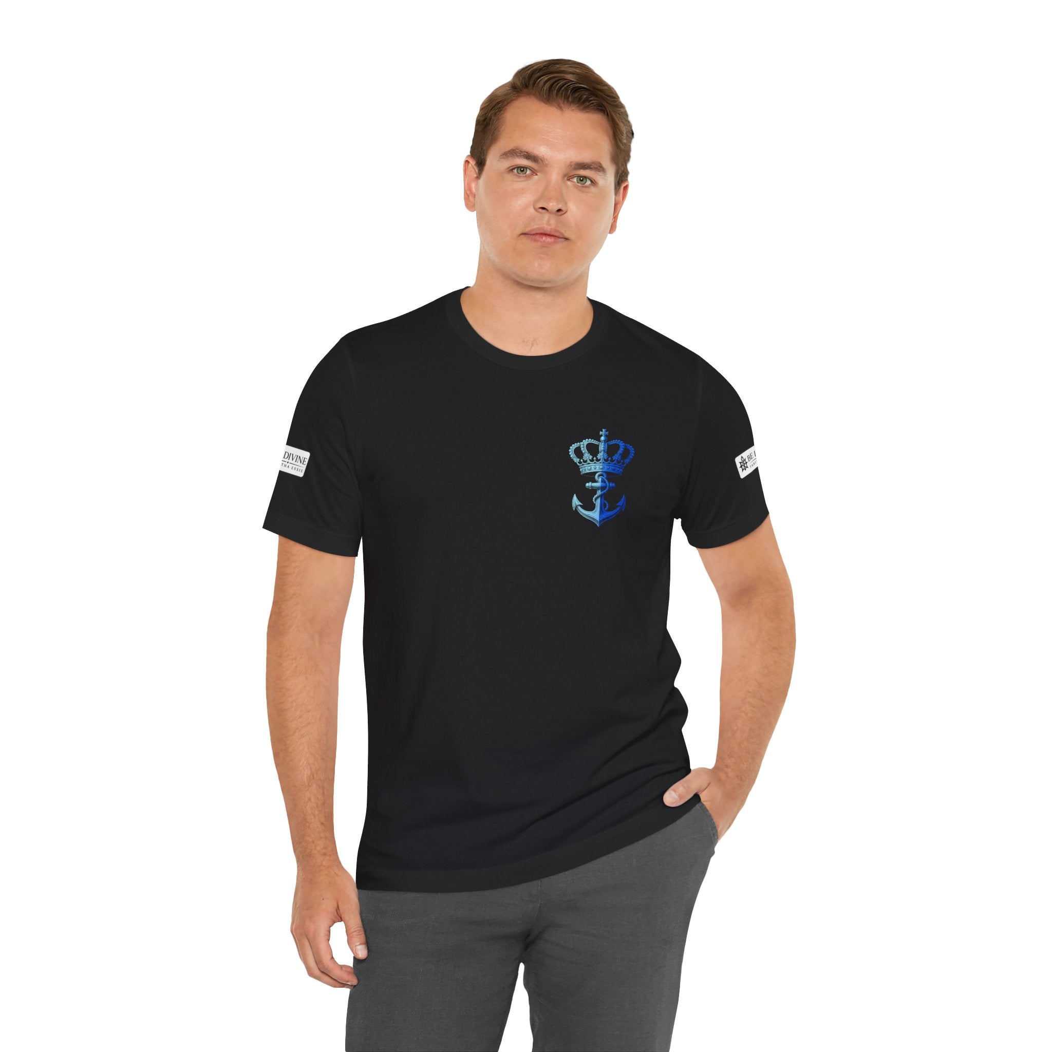 BE DIVINE™ Premium Minimal Crown 'N Anchor Tee – Blue 'N Blue Edition