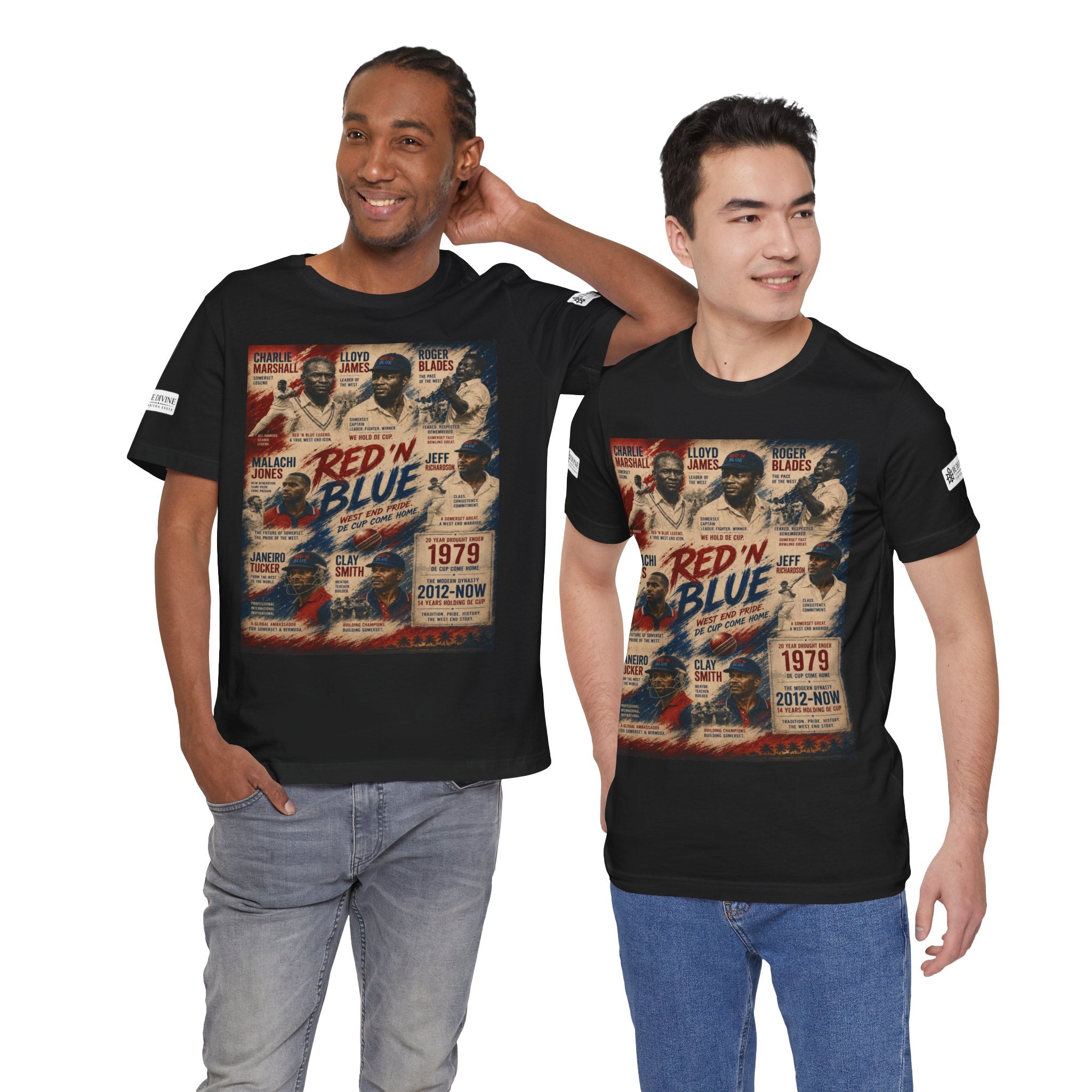 BE DIVINE™ Red ’N Blue Cricket Greats Tee