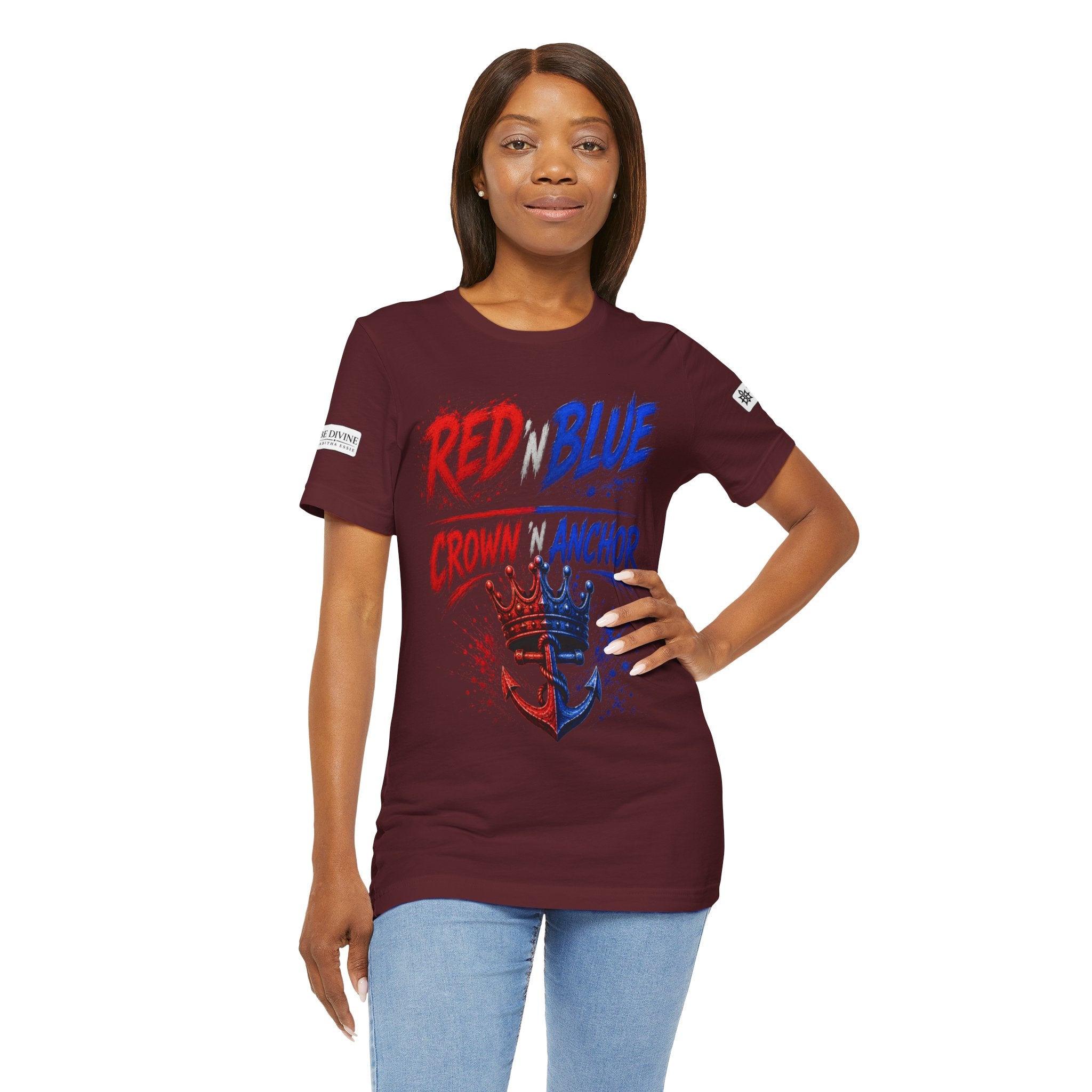 BE DIVINE™ Red ’N Blue Crown ’N Anchor Tee