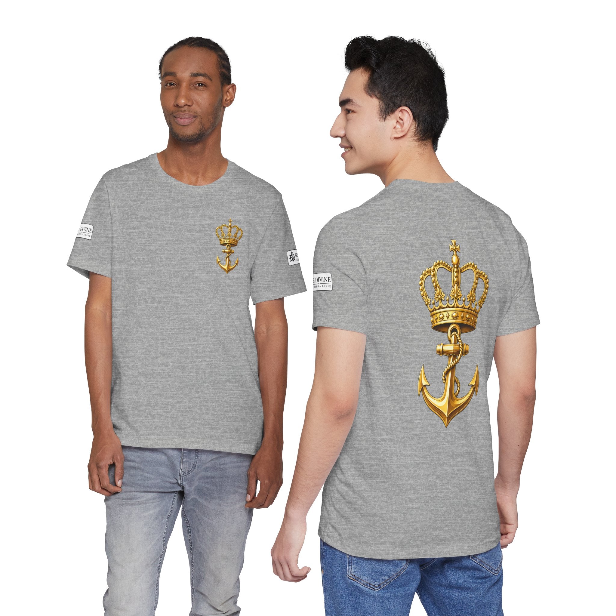 BE DIVINE™ Premium Minimal Crown 'N Anchor Tee – Black & Gold Edition