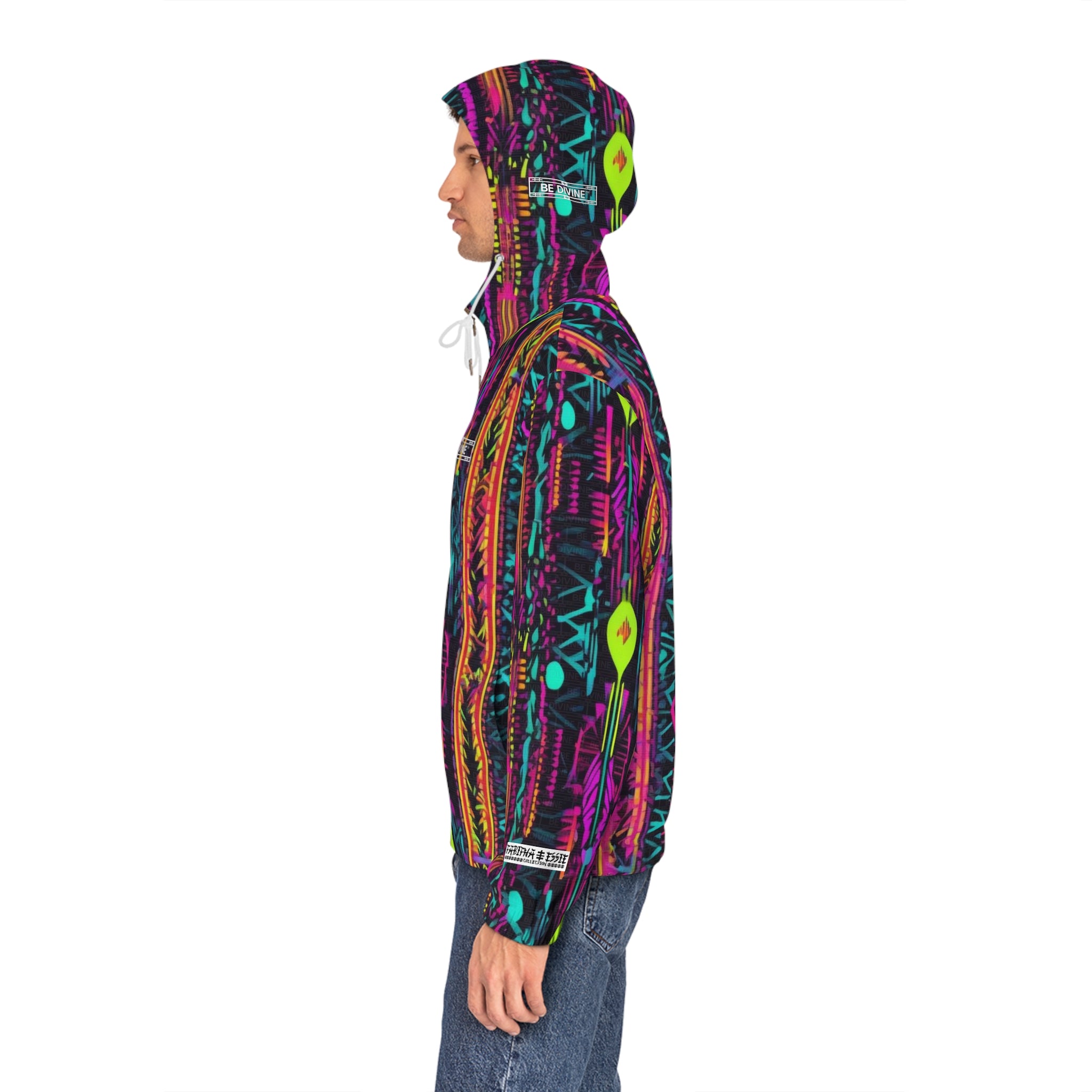 BE DIVINE™ Abstract Neon Pattern - Unisex Designer Print Zip Up Hoodie | Statement Streetwear by Tabitha Essie