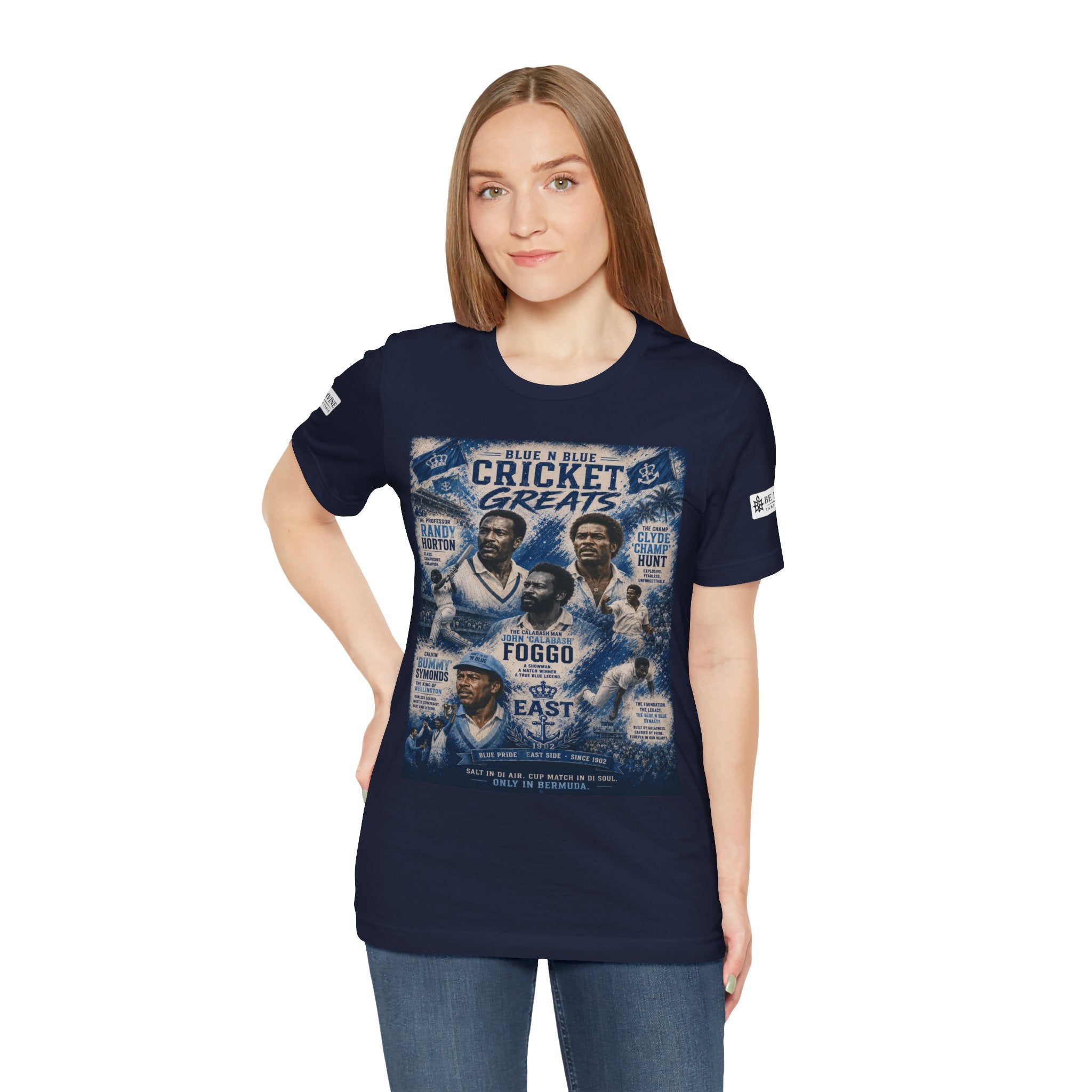 BE DIVINE™ Blue 'N Blue Cricket Greats Heritage Tee – Front & Back Collector Edition
