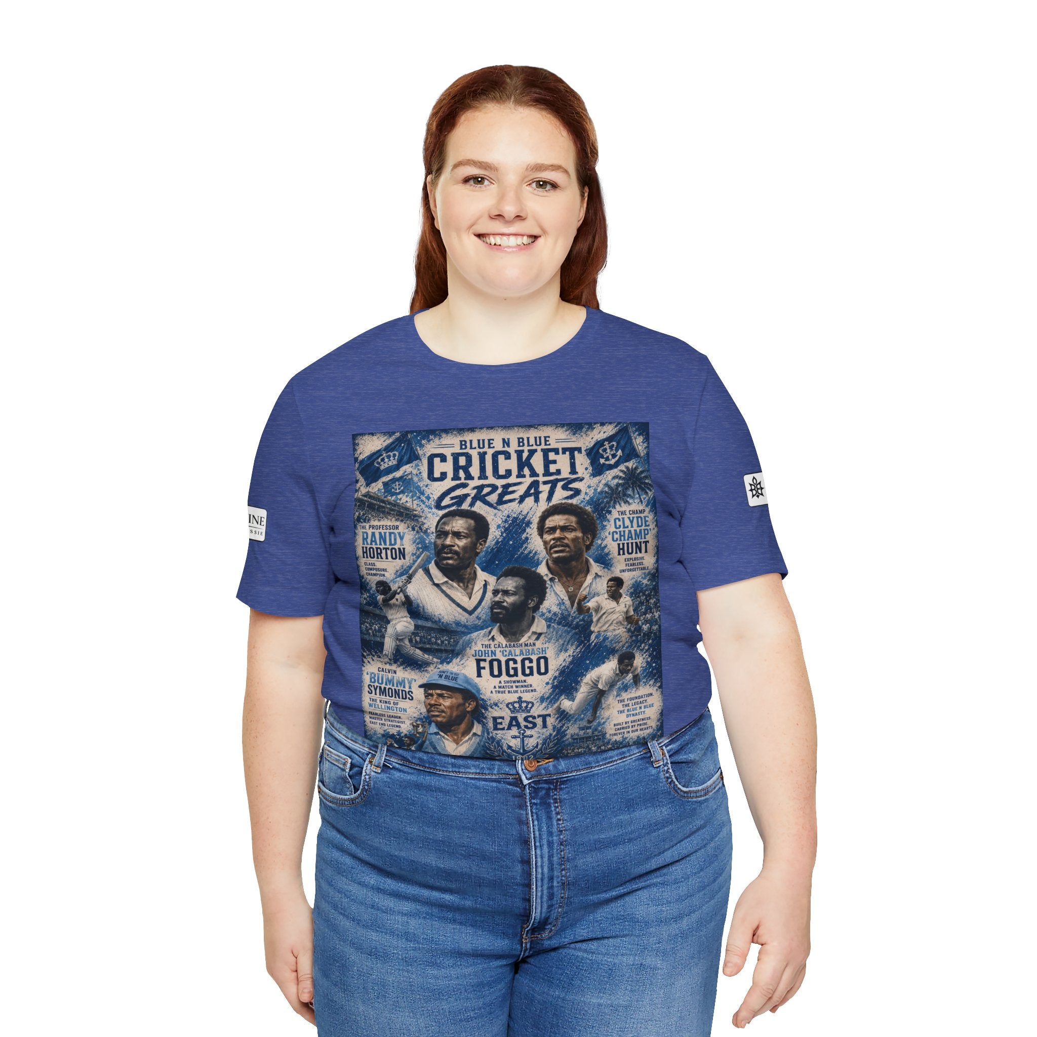 BE DIVINE™ Blue 'N Blue Cricket Greats Heritage Tee – Front & Back Collector Edition