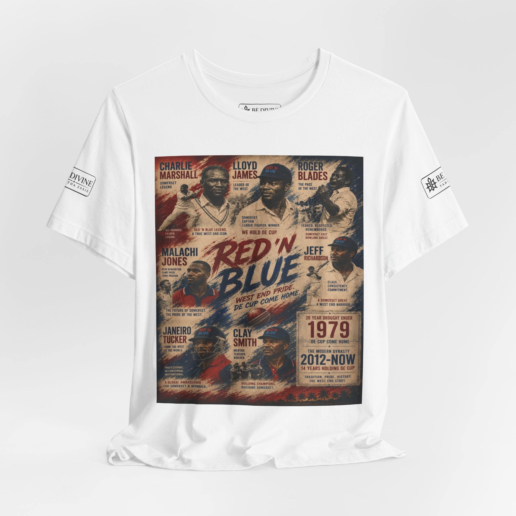 BE DIVINE™ Red ’N Blue Cricket Greats Tee