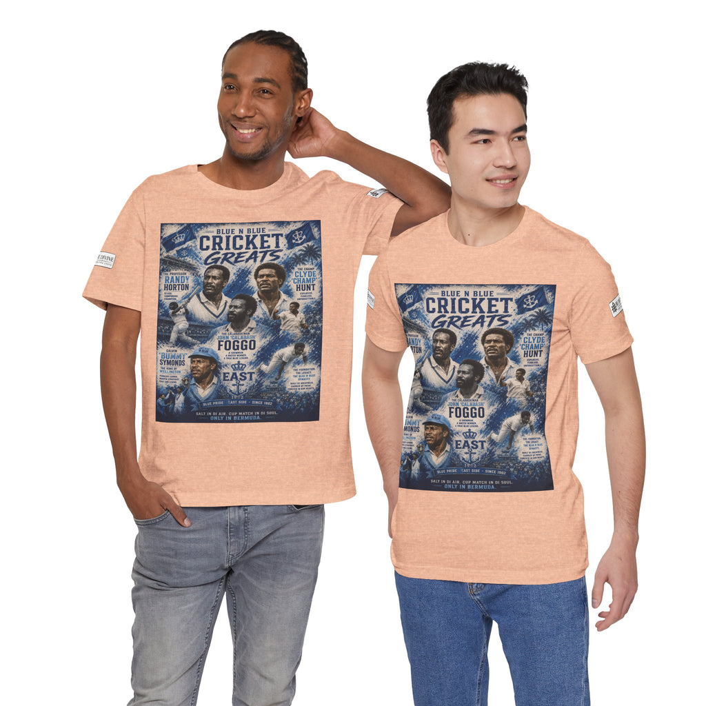 BE DIVINE™ Blue 'N Blue Cricket Greats Heritage Tee – Front & Back Collector Edition