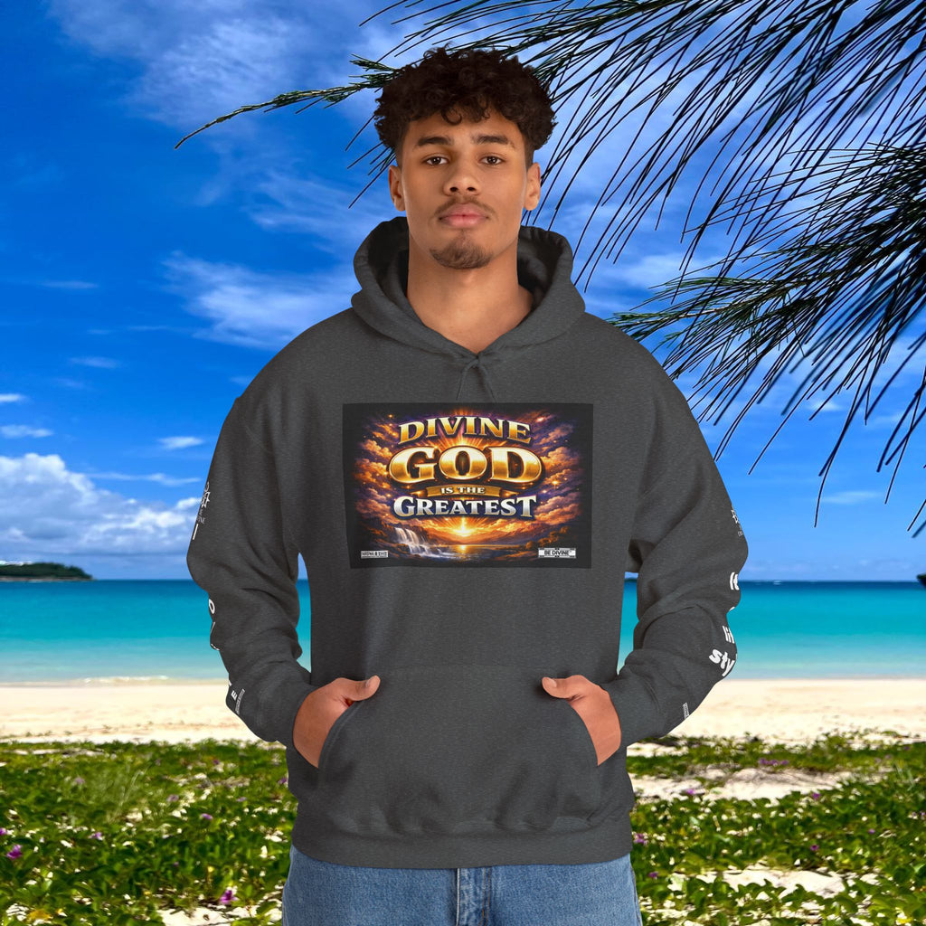 BE DIVINE™ Unisex Heavy Blend Hoodie – Divine God Is the Greatest Faith Statement Sweatshirt