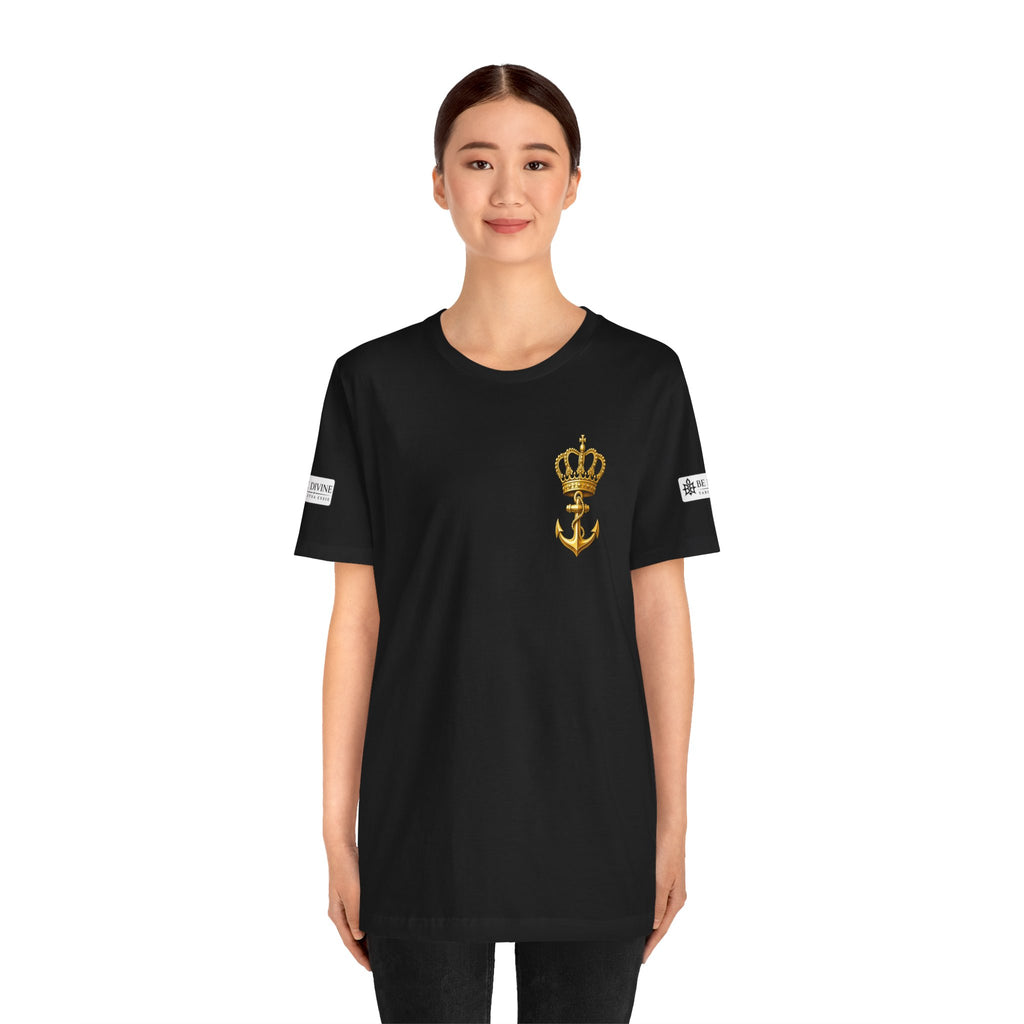 BE DIVINE™ Premium Minimal Crown 'N Anchor Tee – Black & Gold Edition