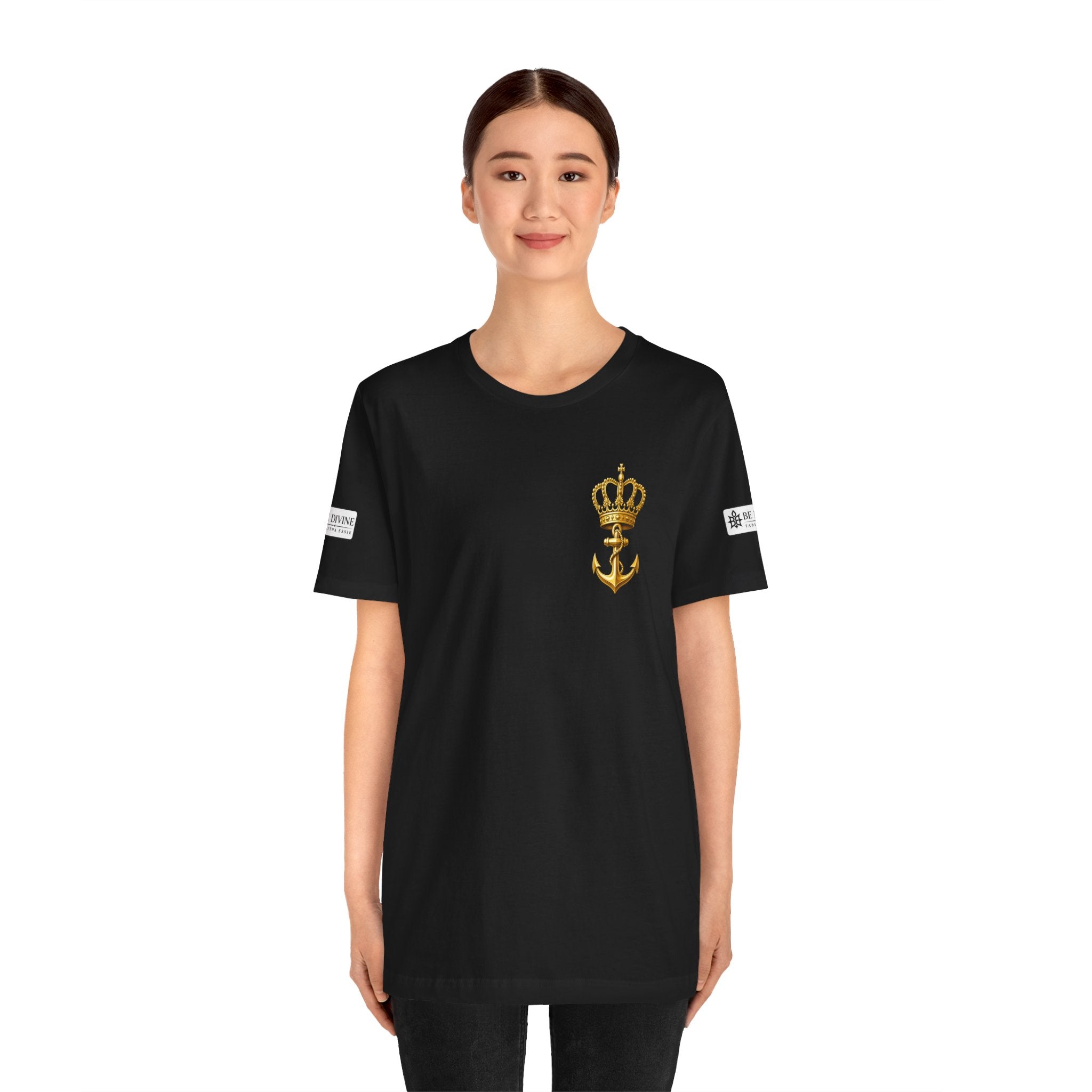 BE DIVINE™ Premium Minimal Crown 'N Anchor Tee – Black & Gold Edition