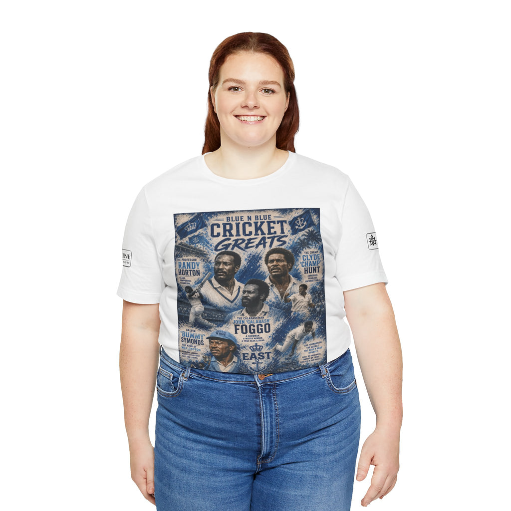 BE DIVINE™ Blue 'N Blue Cricket Greats Heritage Tee – Front & Back Collector Edition