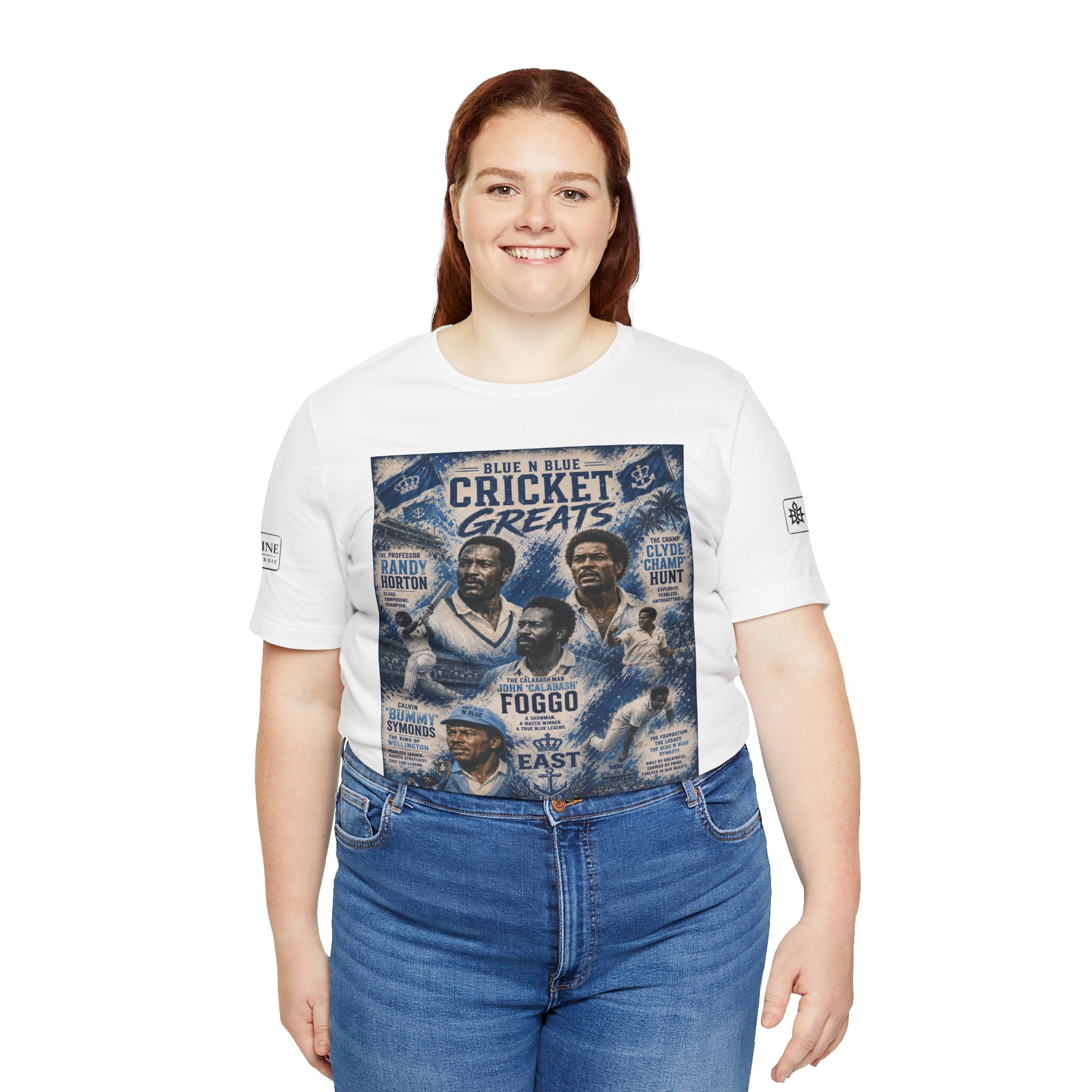 BE DIVINE™ Blue 'N Blue Cricket Greats Heritage Tee – Front & Back Collector Edition