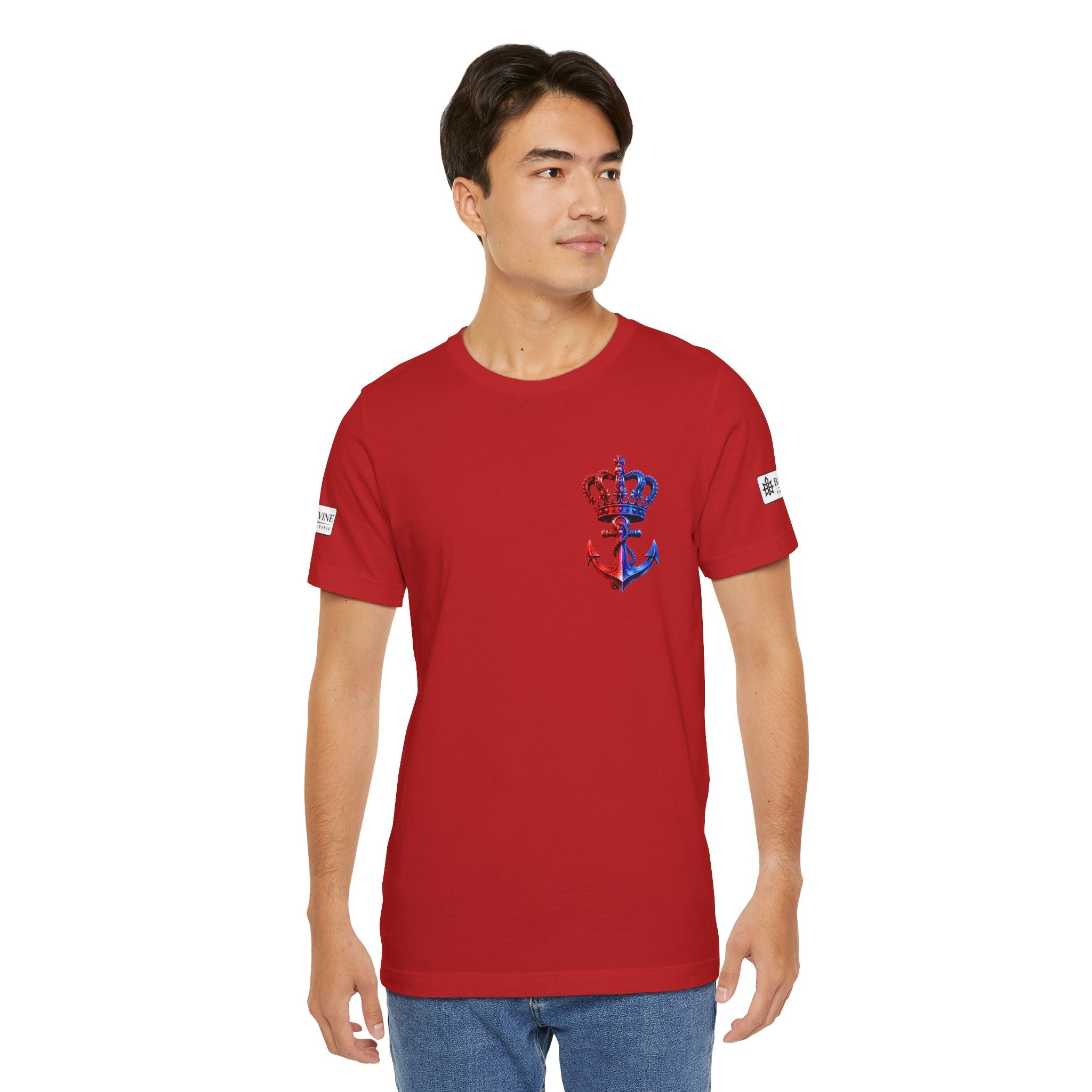 BE DIVINE™ Premium Minimal Crown 'N Anchor T-Shirt – Red 'N Blue Edition