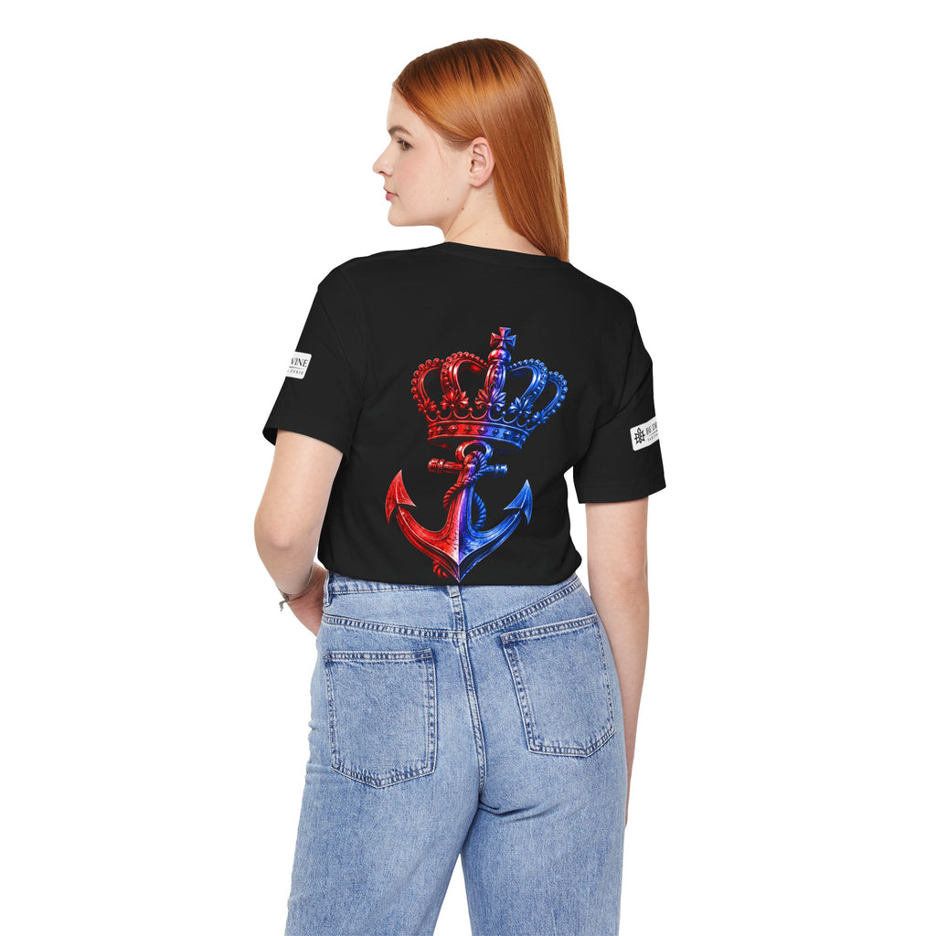 BE DIVINE™ Premium Minimal Crown 'N Anchor T-Shirt – Red 'N Blue Edition