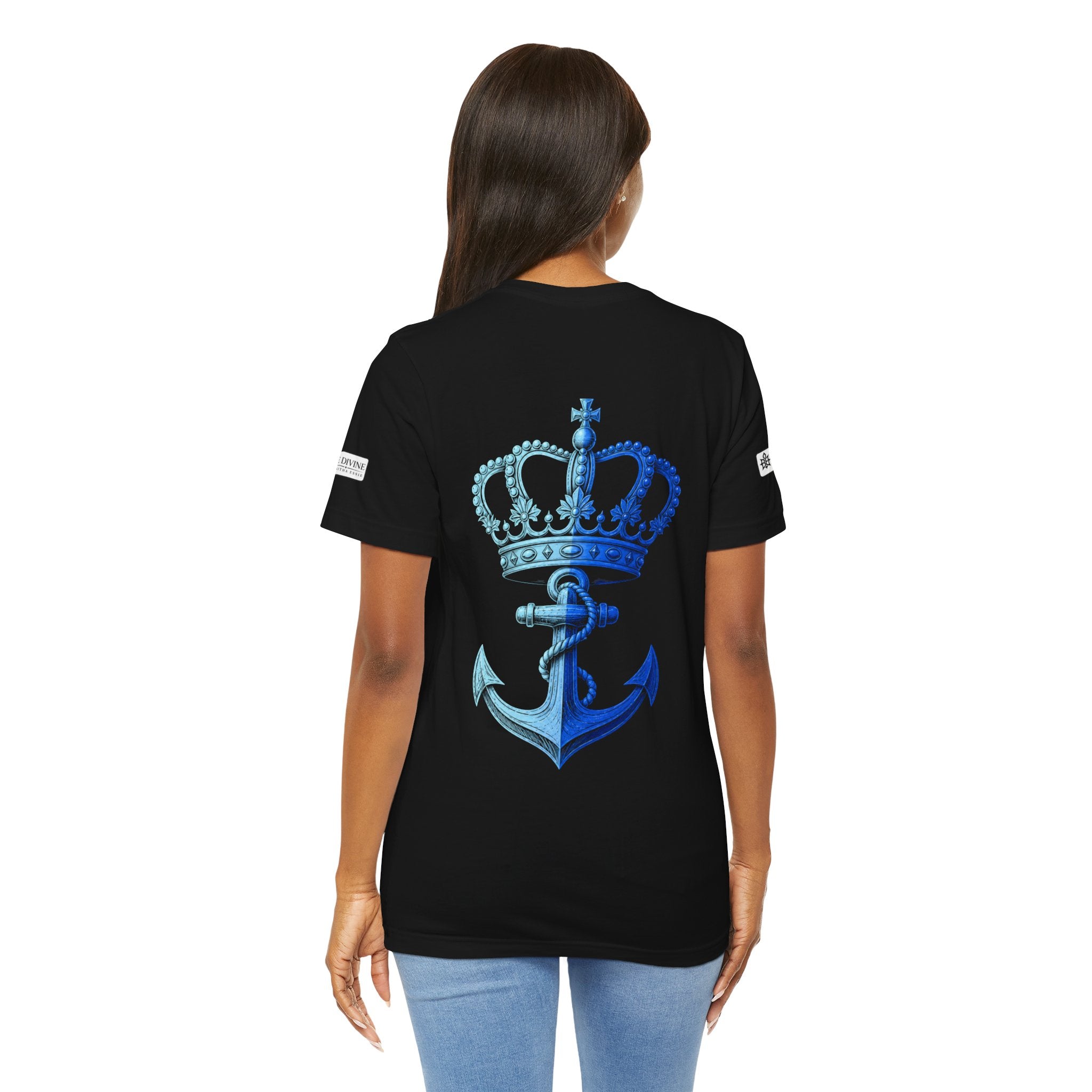 BE DIVINE™ Premium Minimal Crown 'N Anchor Tee – Blue 'N Blue Edition