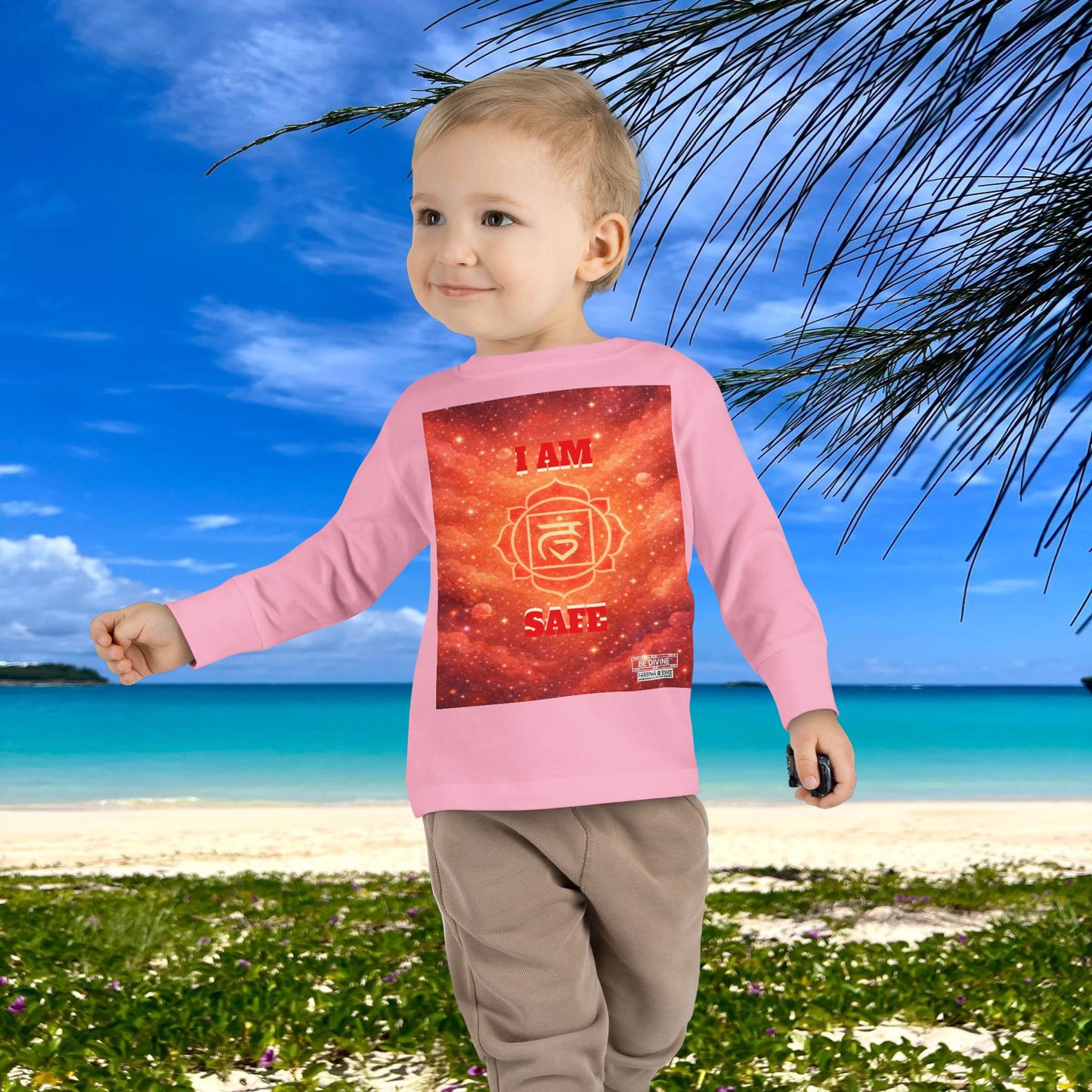 BE DIVINE™ Root Chakra Toddler Long Sleeve Tee | Safety & Security Affirmation Shirt