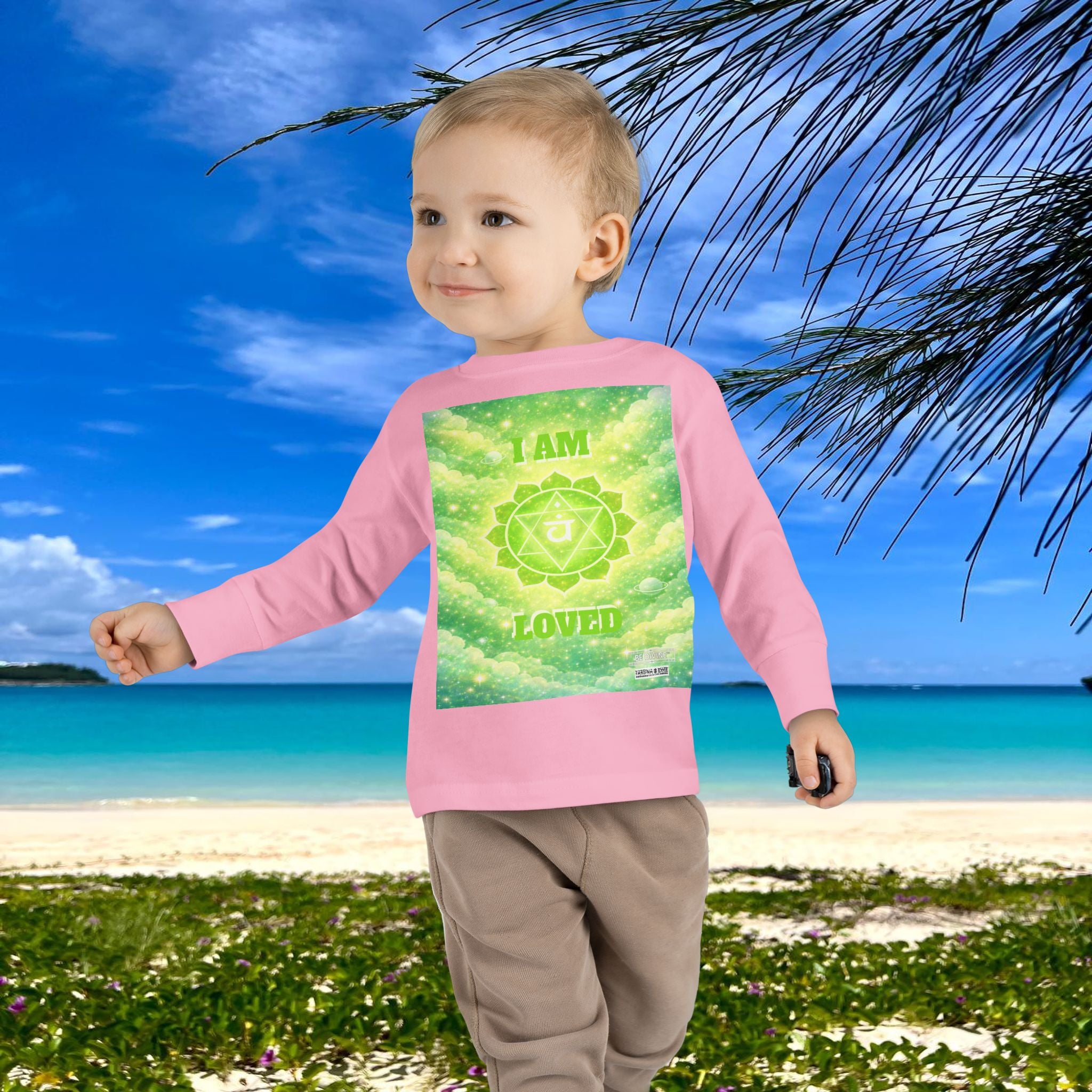 BE DIVINE™ Heart Chakra Toddler Long Sleeve Tee | Love & Compassion Affirmation Shirt
