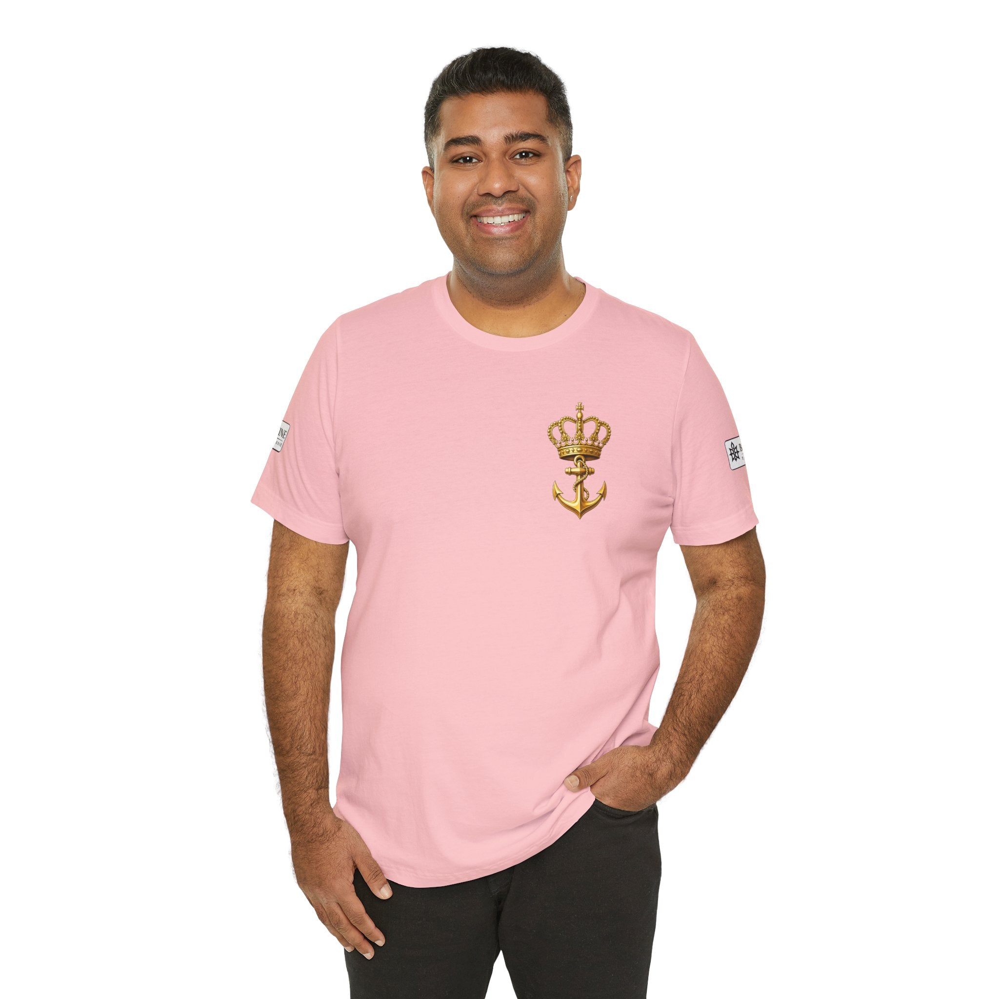 BE DIVINE™ Premium Minimal Crown 'N Anchor Tee – Black & Gold Edition