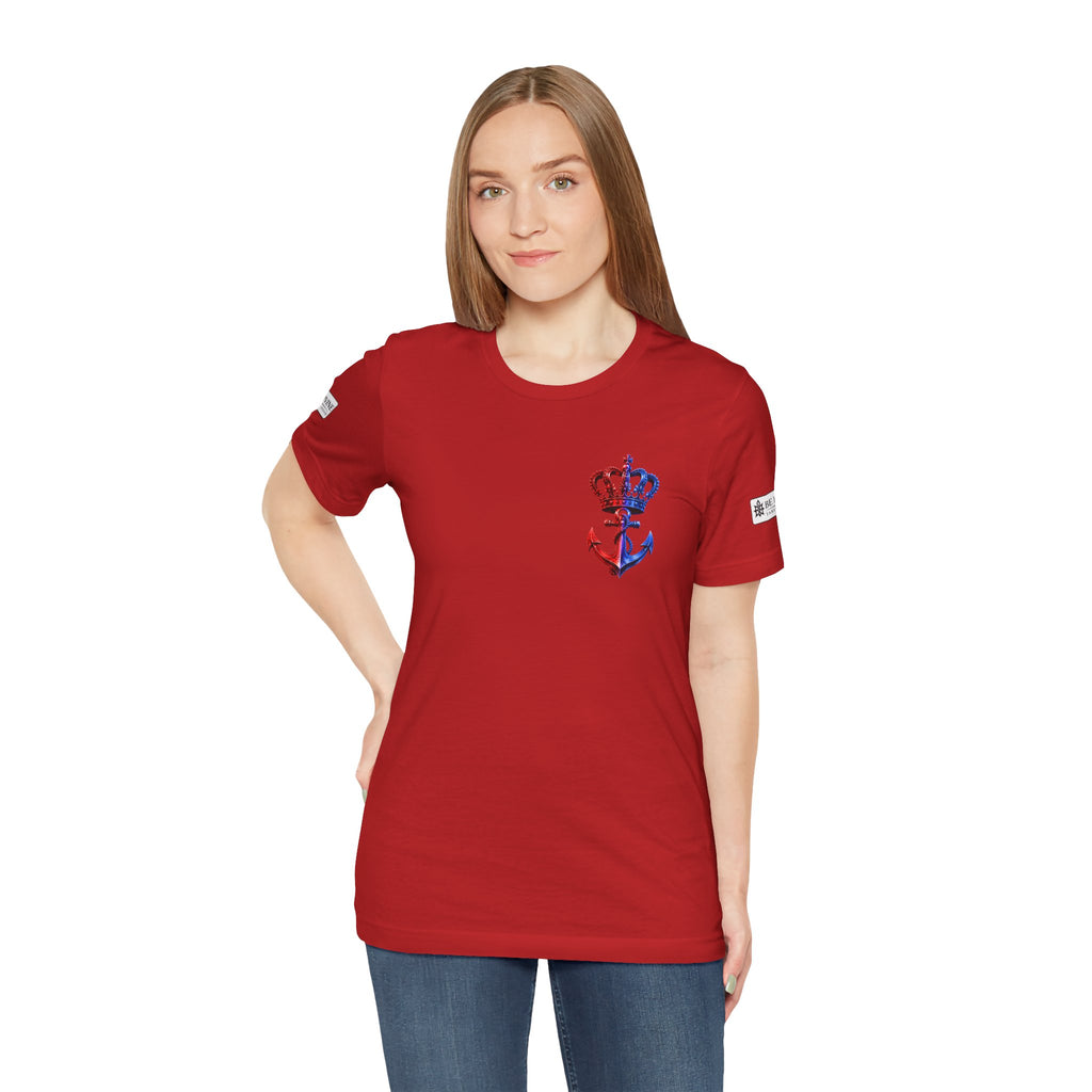 BE DIVINE™ Premium Minimal Crown 'N Anchor T-Shirt – Red 'N Blue Edition