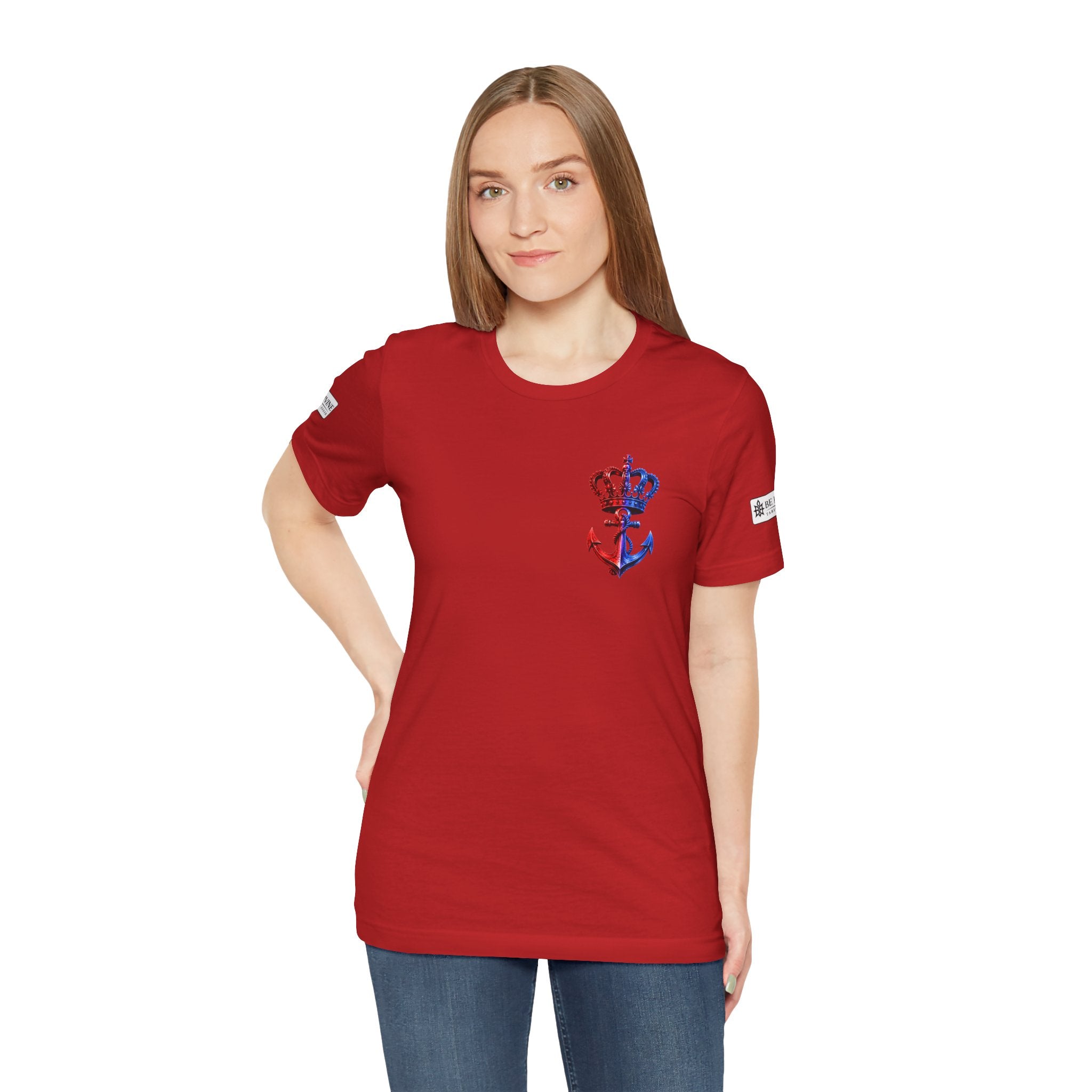 BE DIVINE™ Premium Minimal Crown 'N Anchor T-Shirt – Red 'N Blue Edition