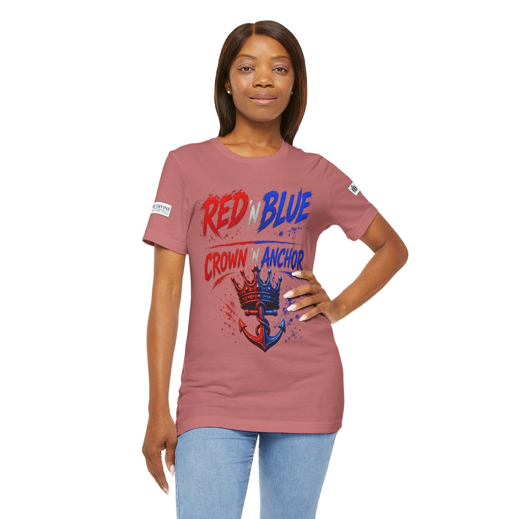 BE DIVINE™ Red ’N Blue Crown ’N Anchor Tee